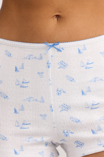 Pointelle Pajama Shorts - Blue Boat Print alternate