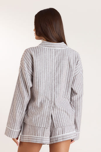 Stripe Pajama Shirt - Chocolate alternate