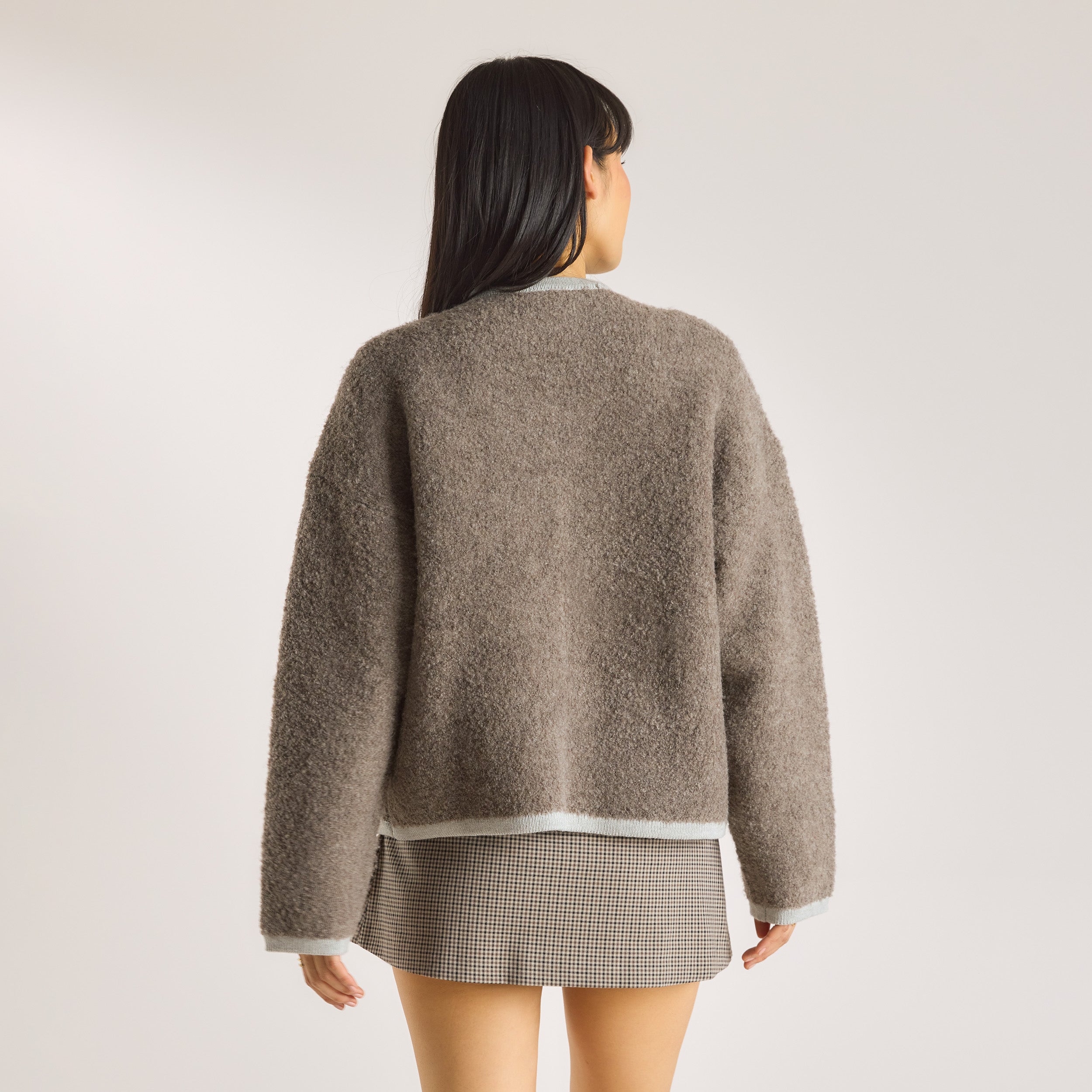Knitted Wool Blend Jacket  | Knitted Wool Blend Jacket - Truffle