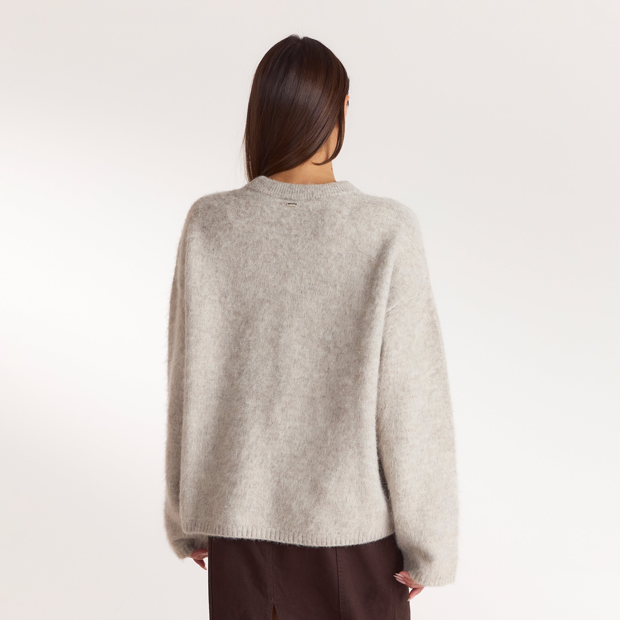 Fluffy Knitted Jumper - Warm Gray alternate