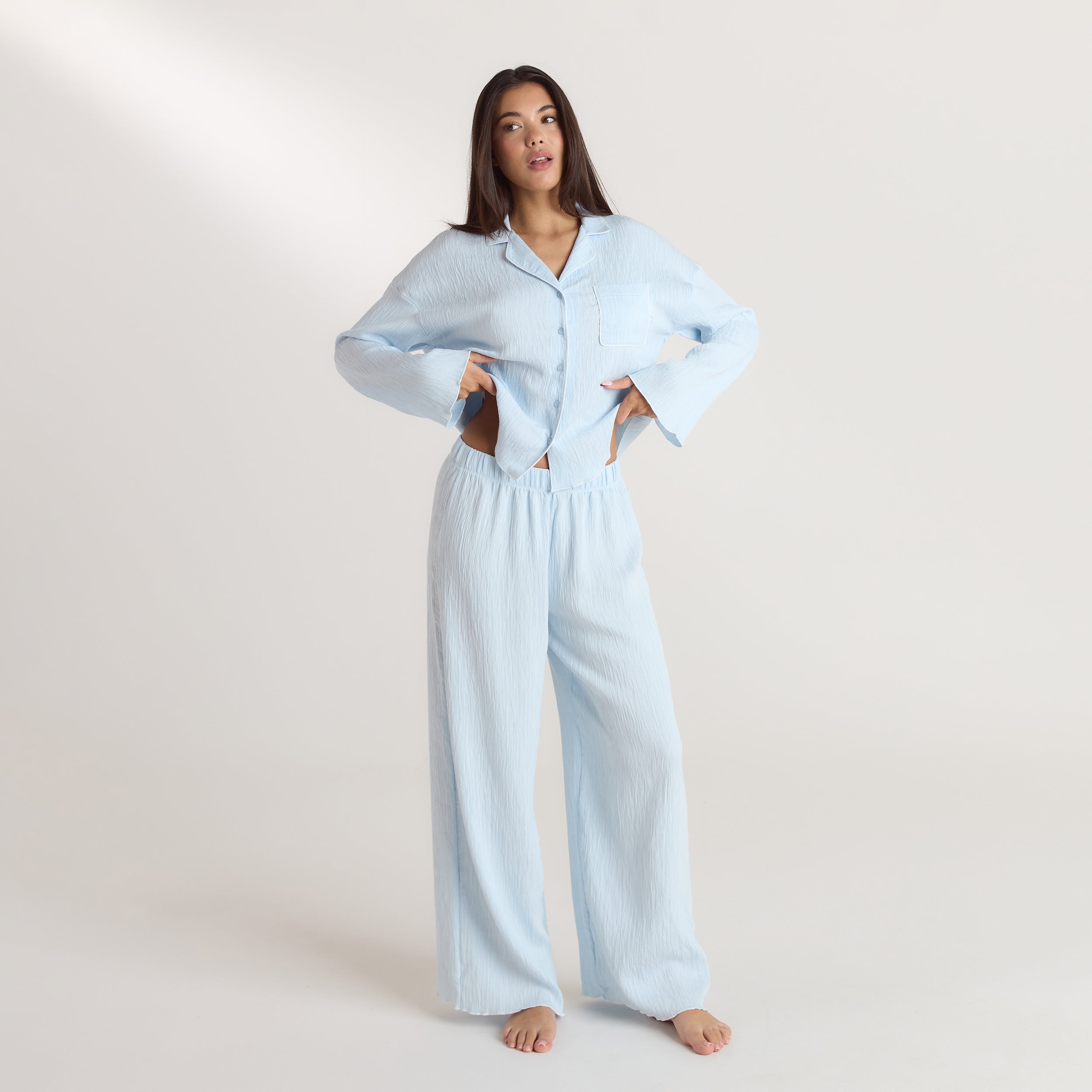 Crinkle Pajama Shirt | Crinkle Pajama Shirt - Blue
