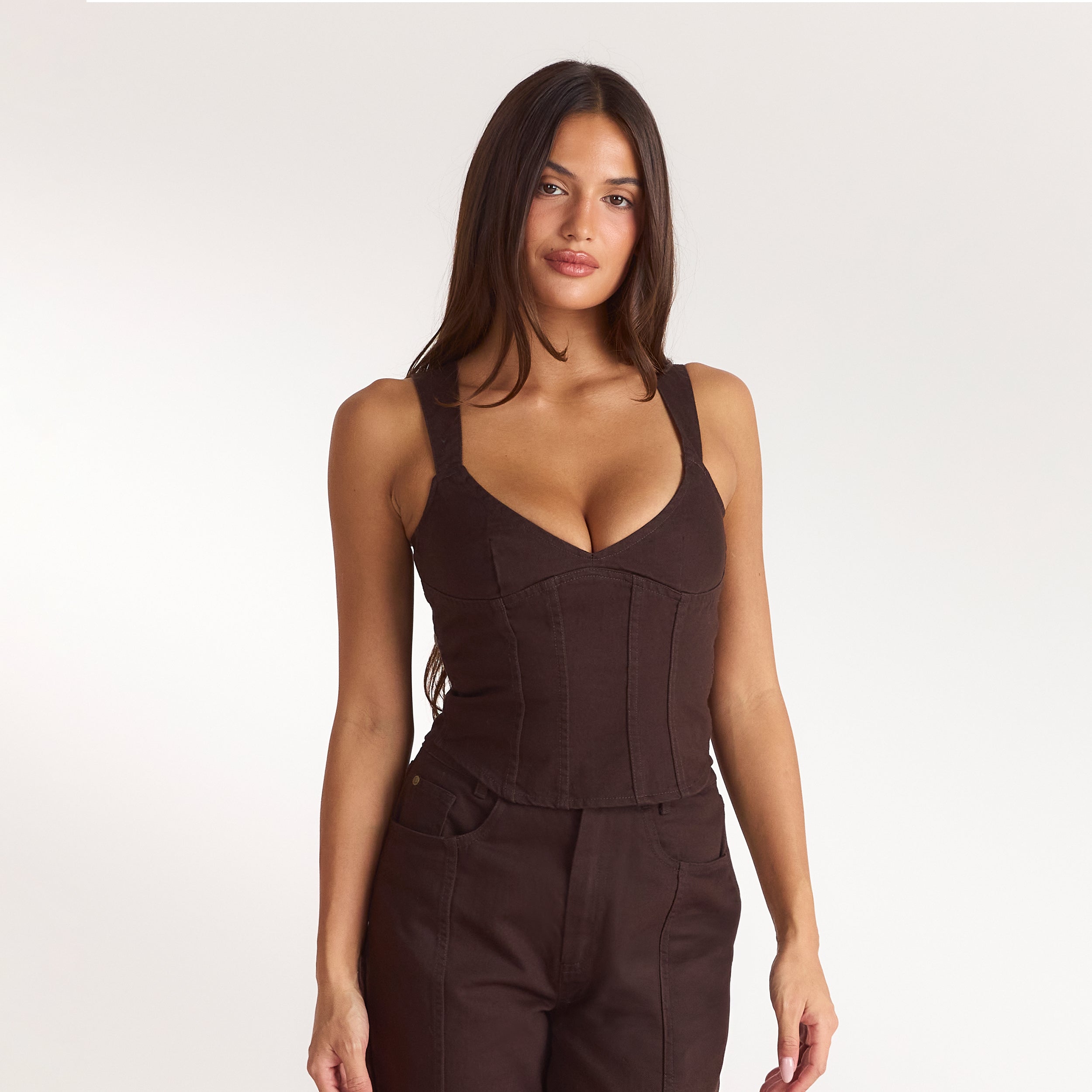 Denim Corset Top | Denim Corset Top - Chocolate
