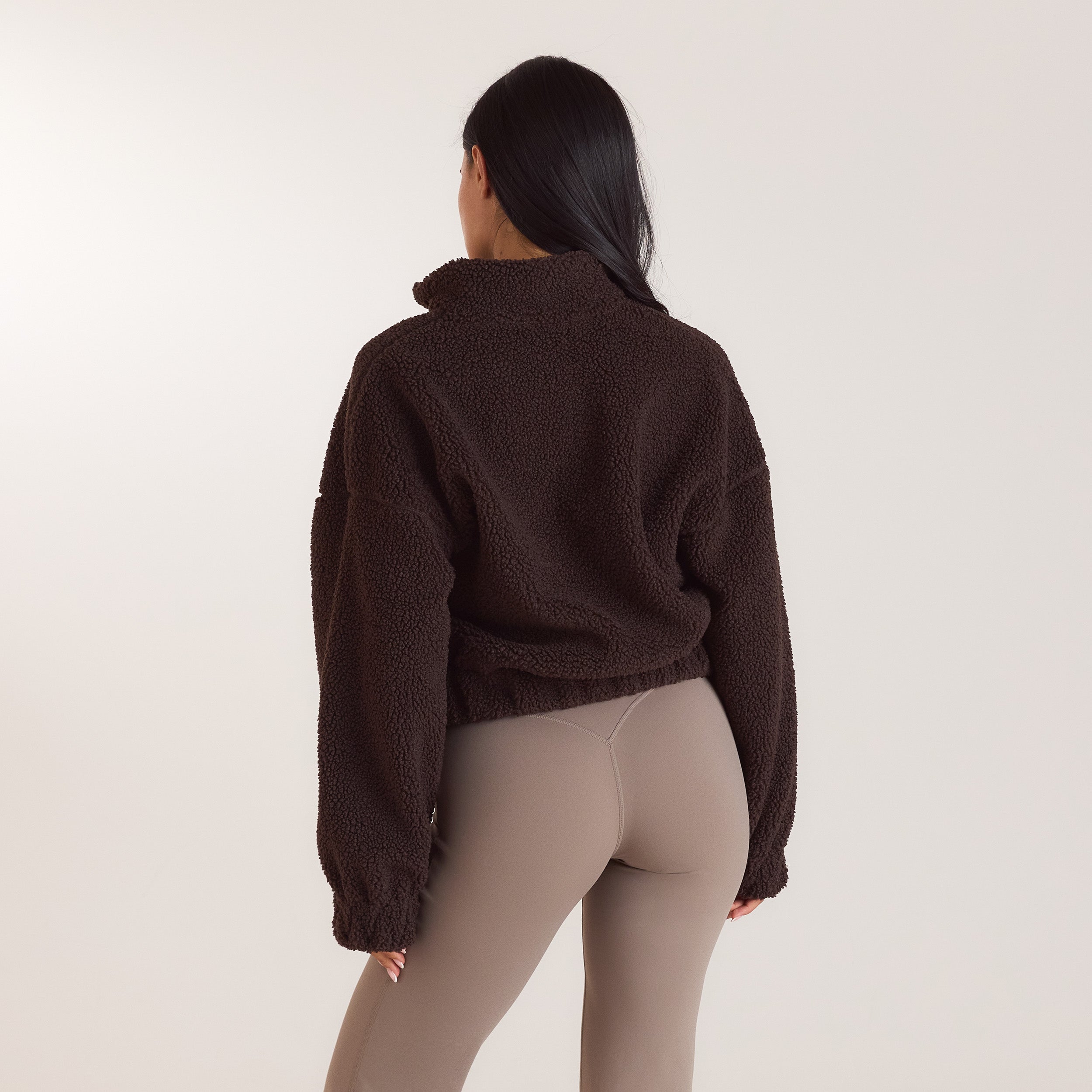 Funnel-Neck Borg Fleece | Funnel-Neck Borg Fleece - Dark Chocolate