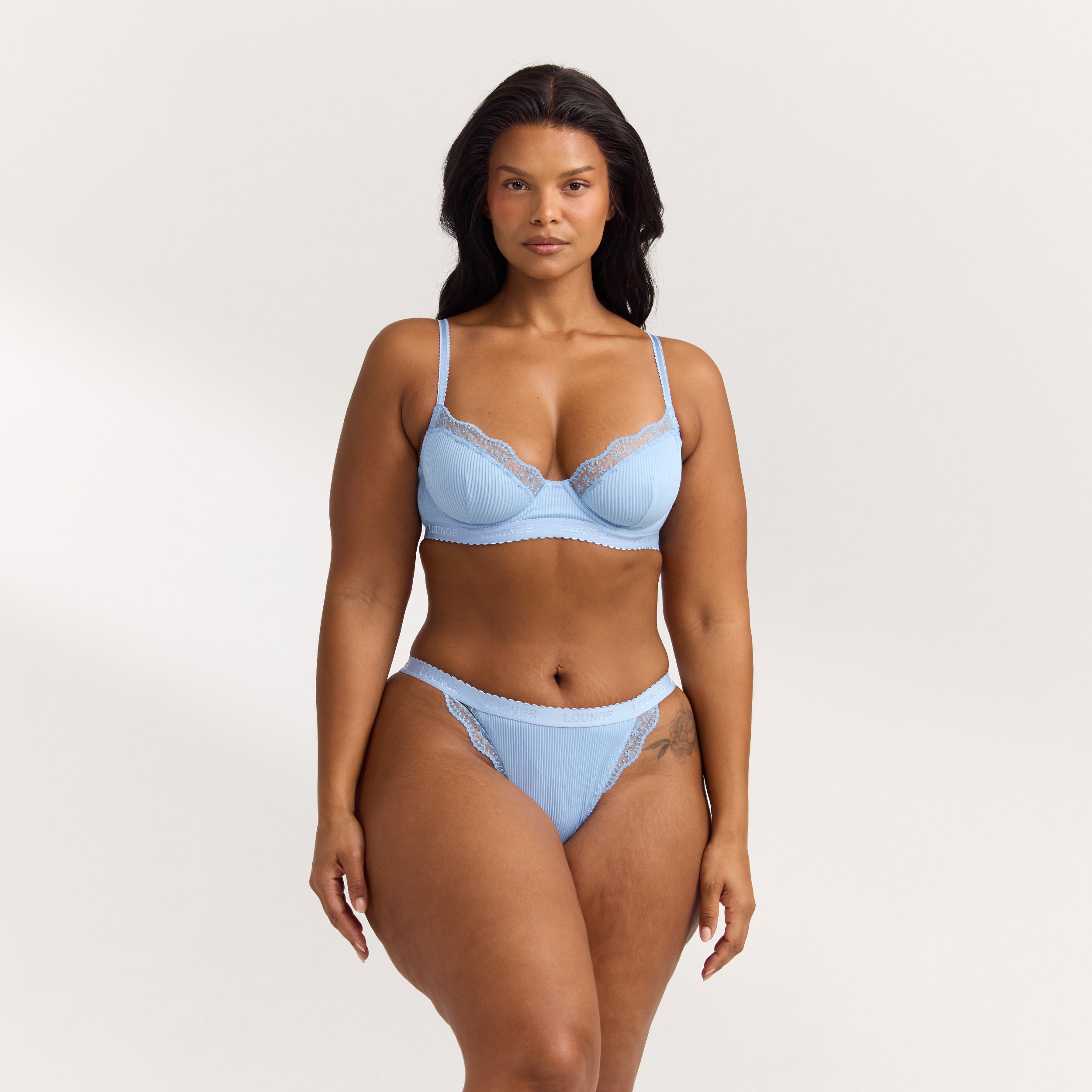 Ribbed Balcony Bra | Ribbed Balcony Bra  - Blue