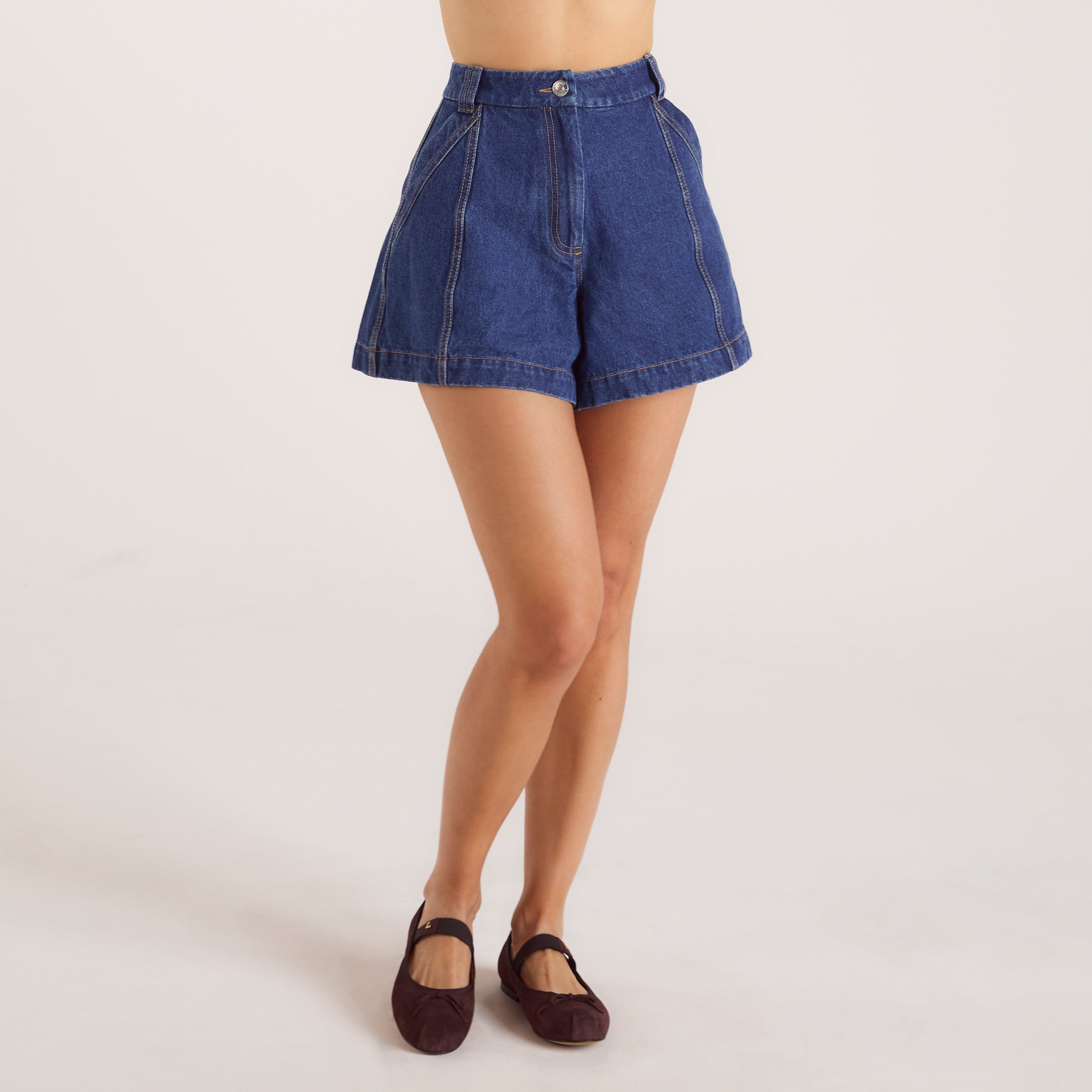 Wide-Hem Denim Shorts | Wide-Hem Denim Shorts - Blue