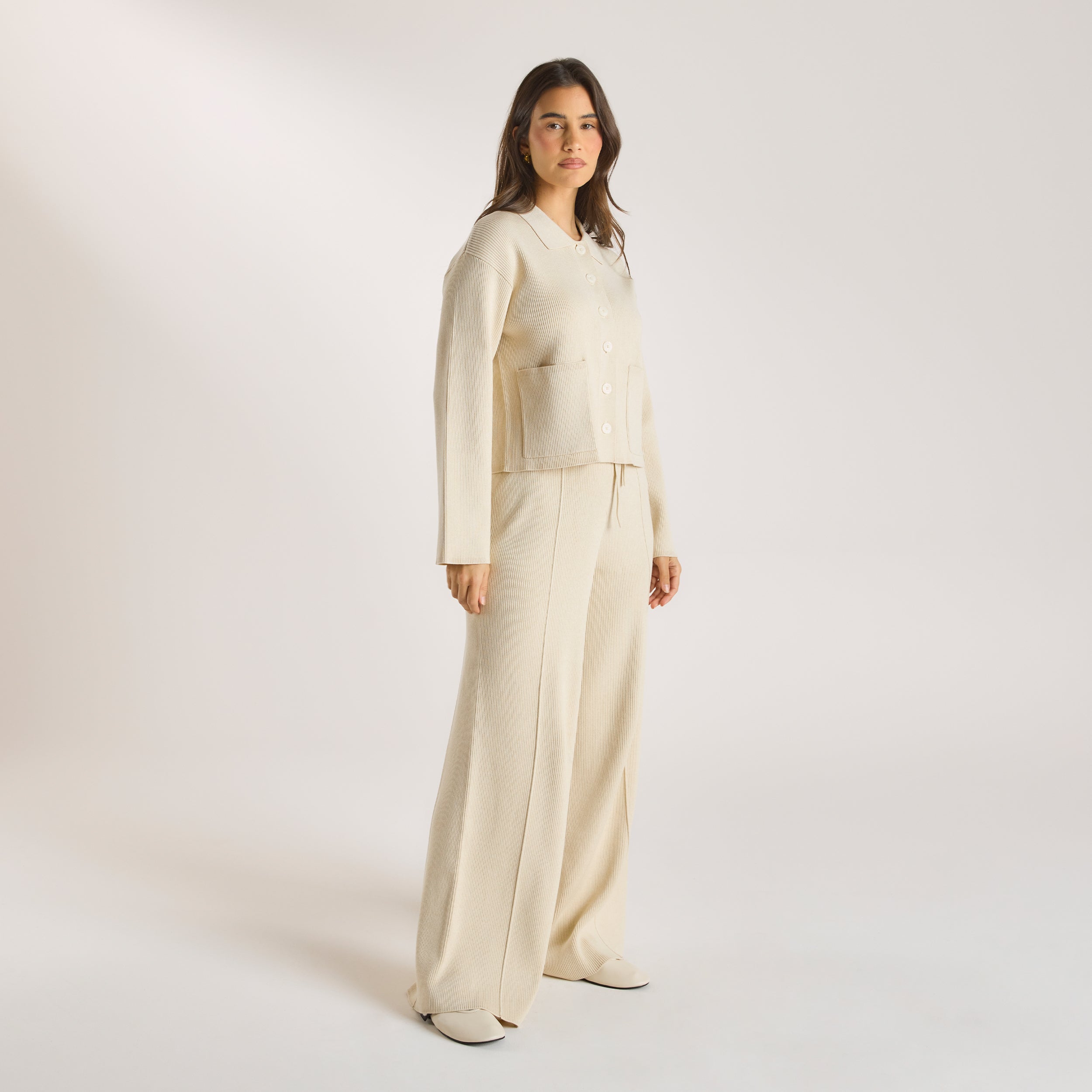 Wide Leg Knitted Pants  | Wide Leg Knitted Pants - Cream