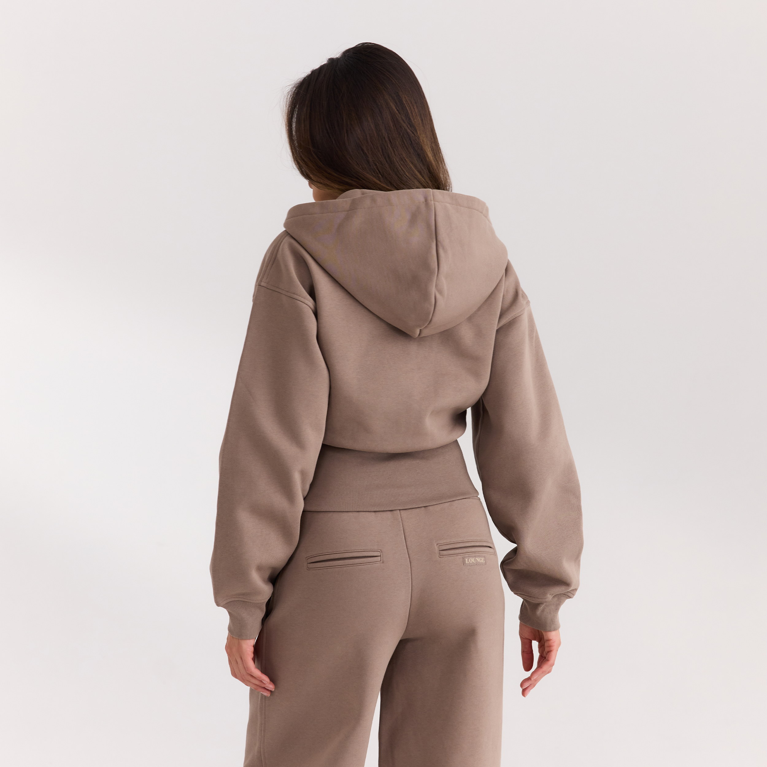 Fitted-Waist Zip-Up Hoodie | Fitted-Waist Zip-Up Hoodie - Mushroom