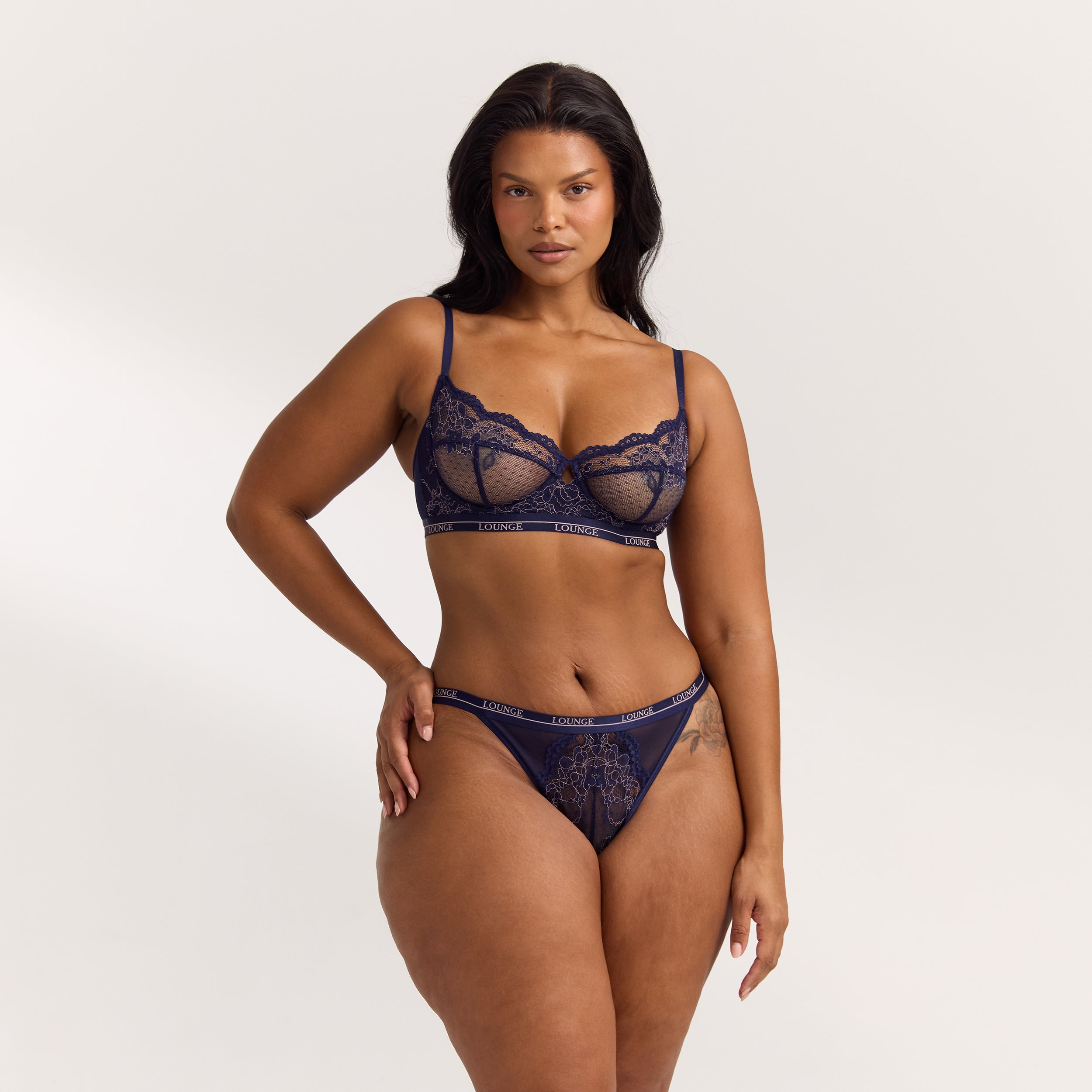 Two-Tone Blossom Balcony Bra | Two-Tone Blossom Balcony Bra - Navy