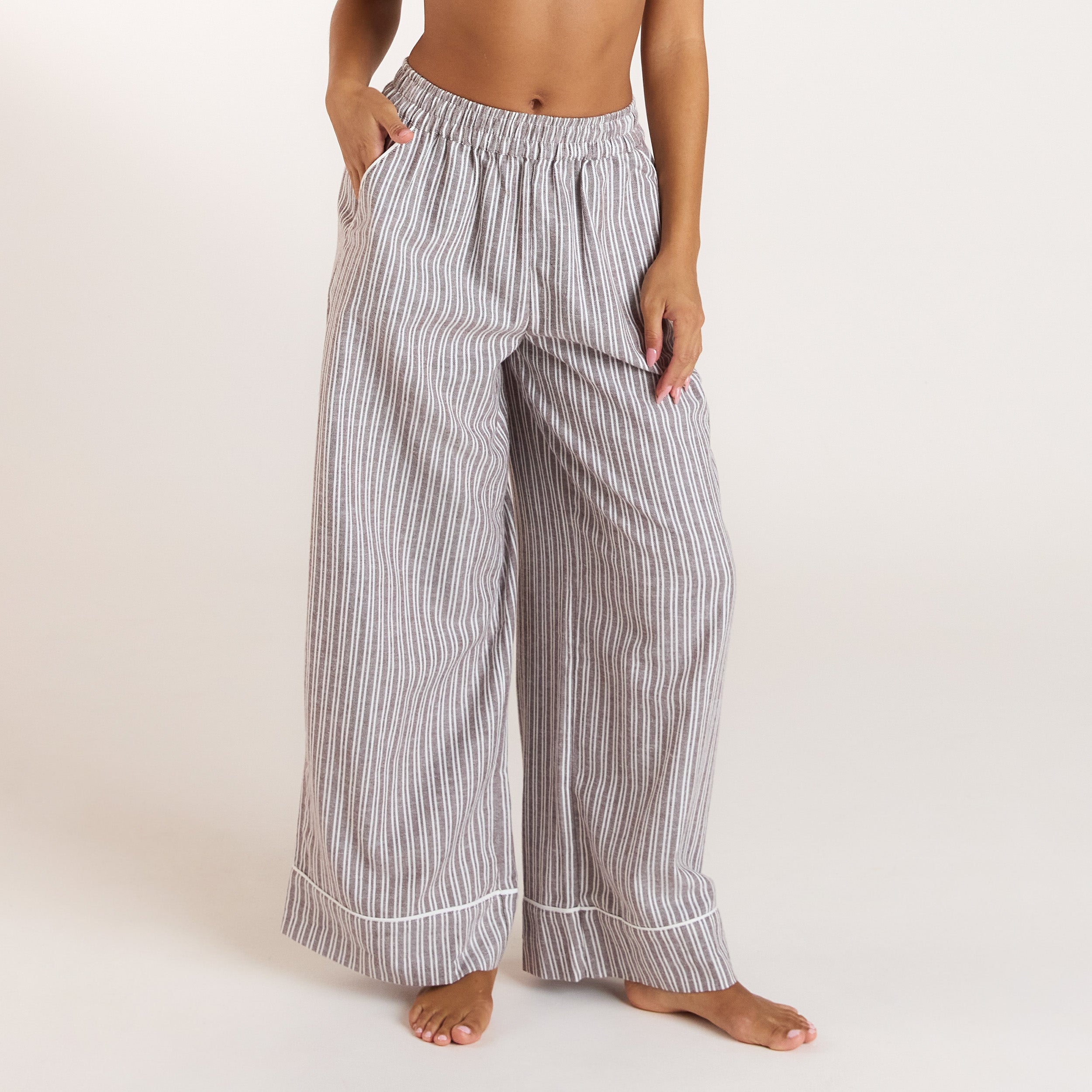 Stripe Pajama Pants - Chocolate