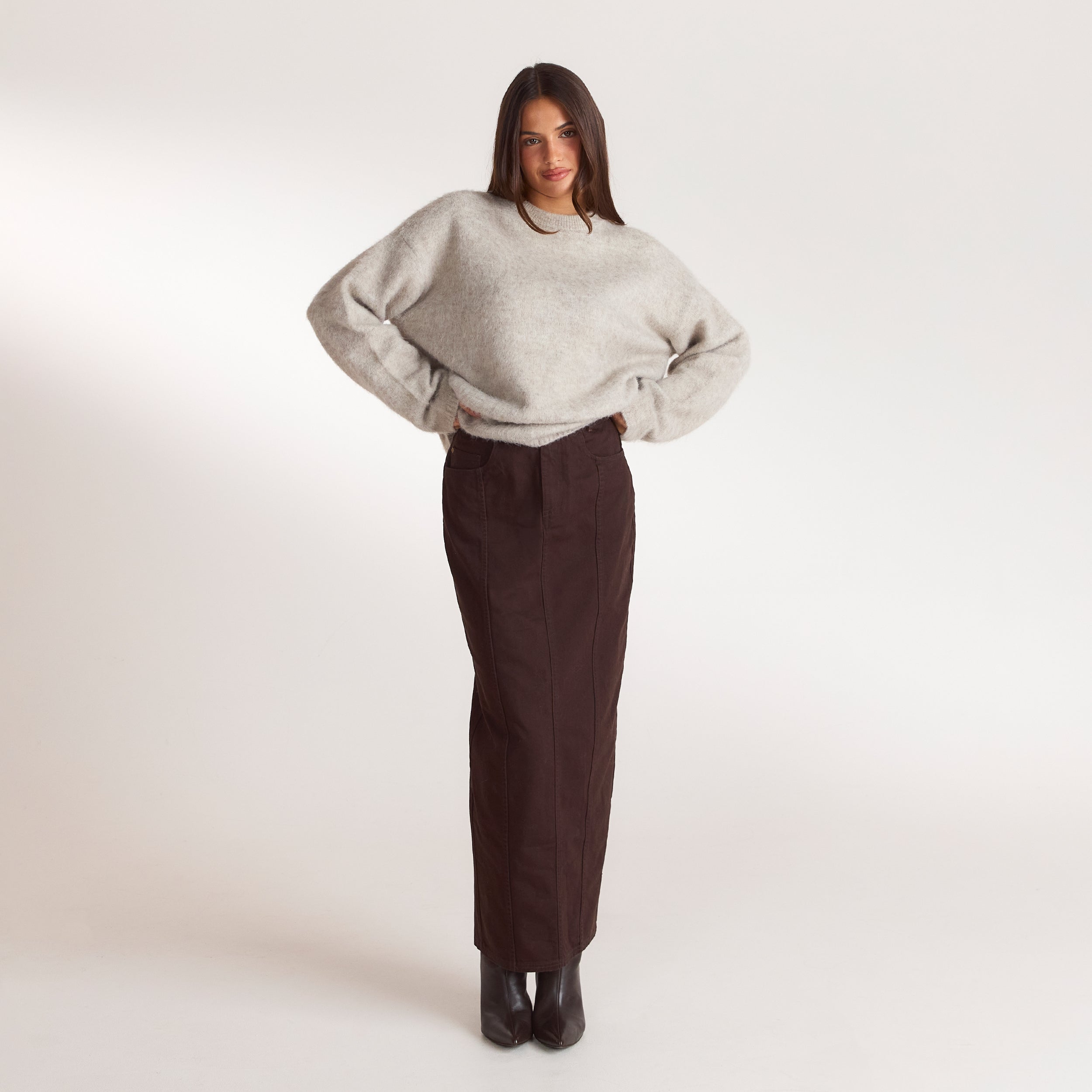 Fluffy Knitted Jumper | Fluffy Knitted Jumper - Warm Gray