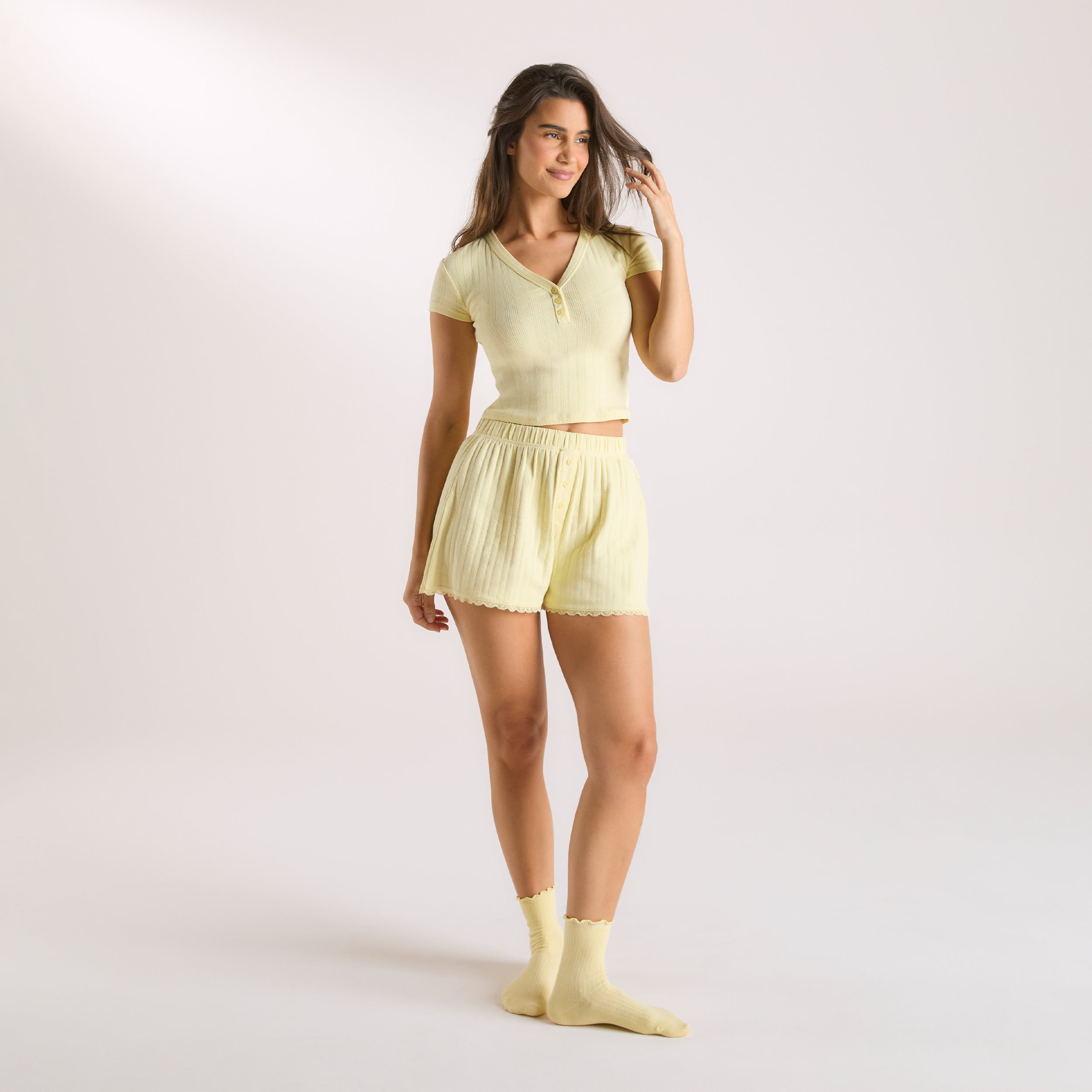 Pointelle Pajama Shorts | Pointelle Pajama Shorts - Buttercup Yellow