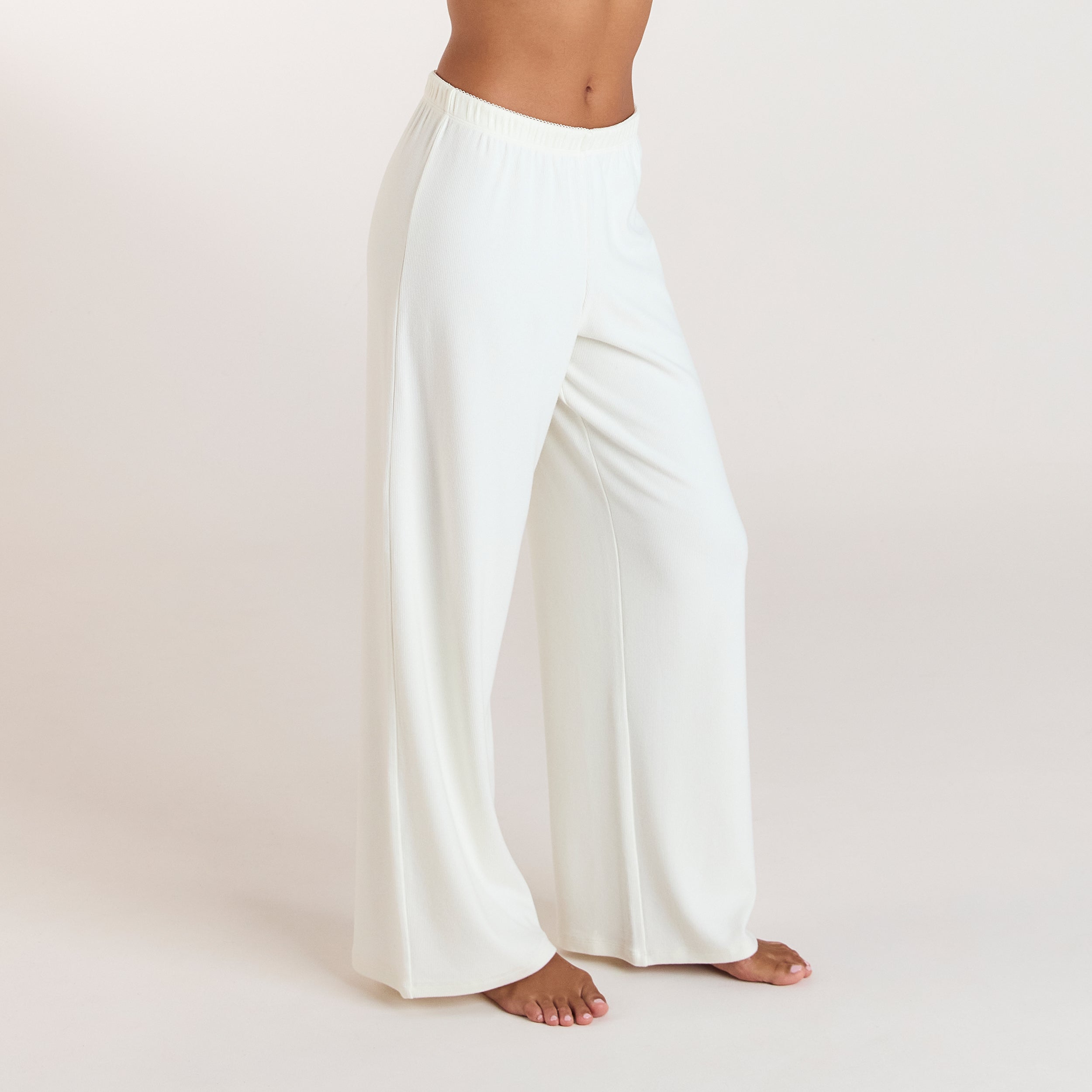 Ribbed Pajama Pants - Cream