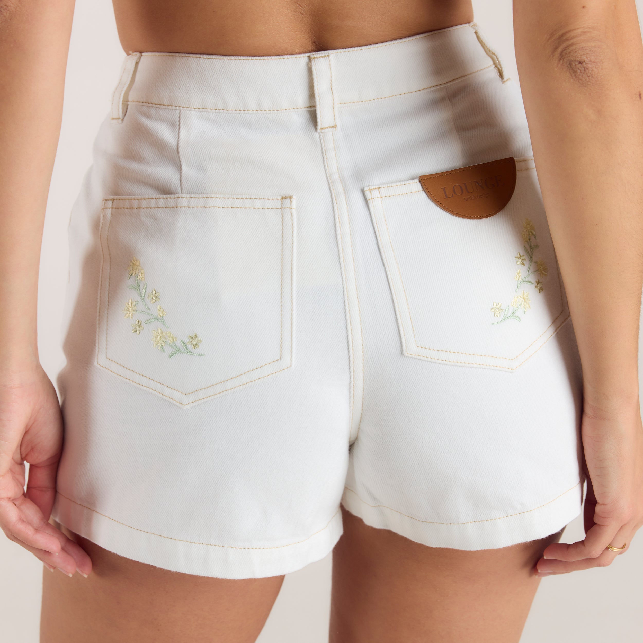 Embroidered Denim Shorts | Embroidered Denim Shorts - White