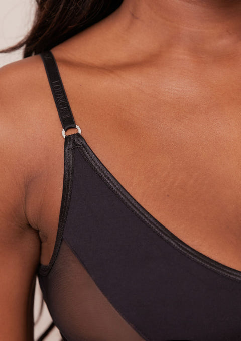 Lightly lined mesh black bra side support panel Sophia BC-676 by Kinga –