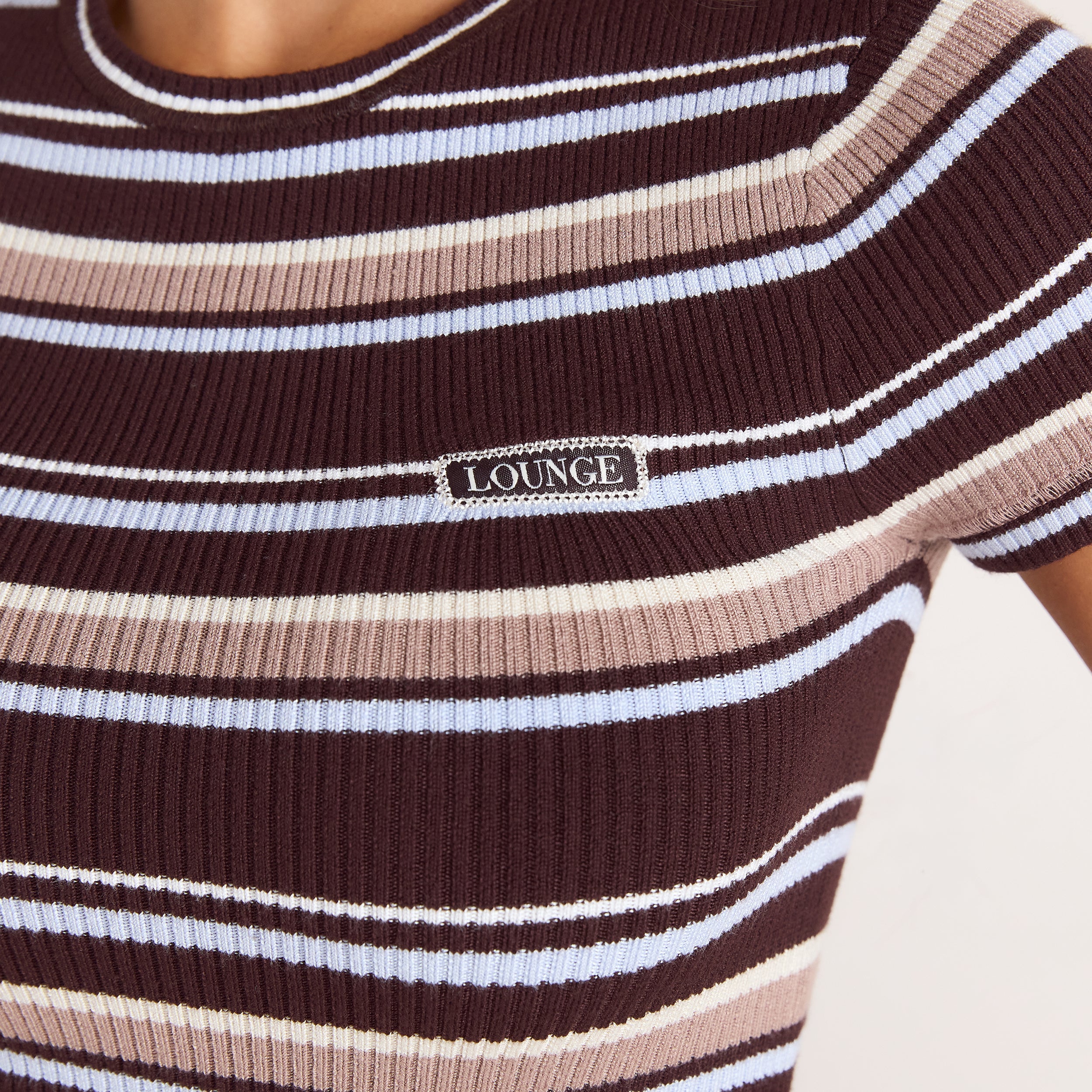 Knitted T-Shirt | Knitted T-Shirt - Brown Stripe