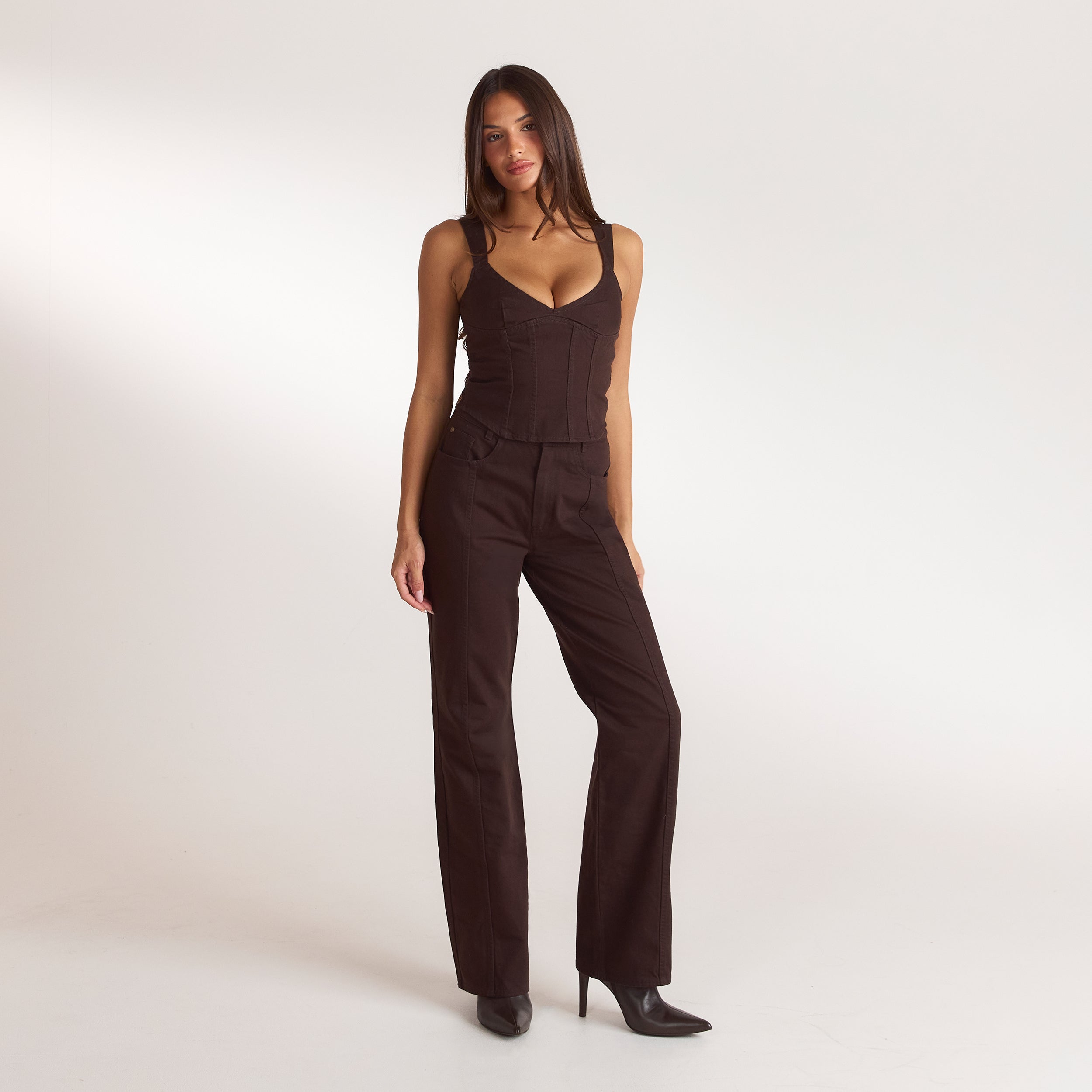Denim Straight-Leg Jeans | Denim Straight-Leg Jeans - Chocolate