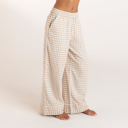 Gingham Pajama Pants - Beige