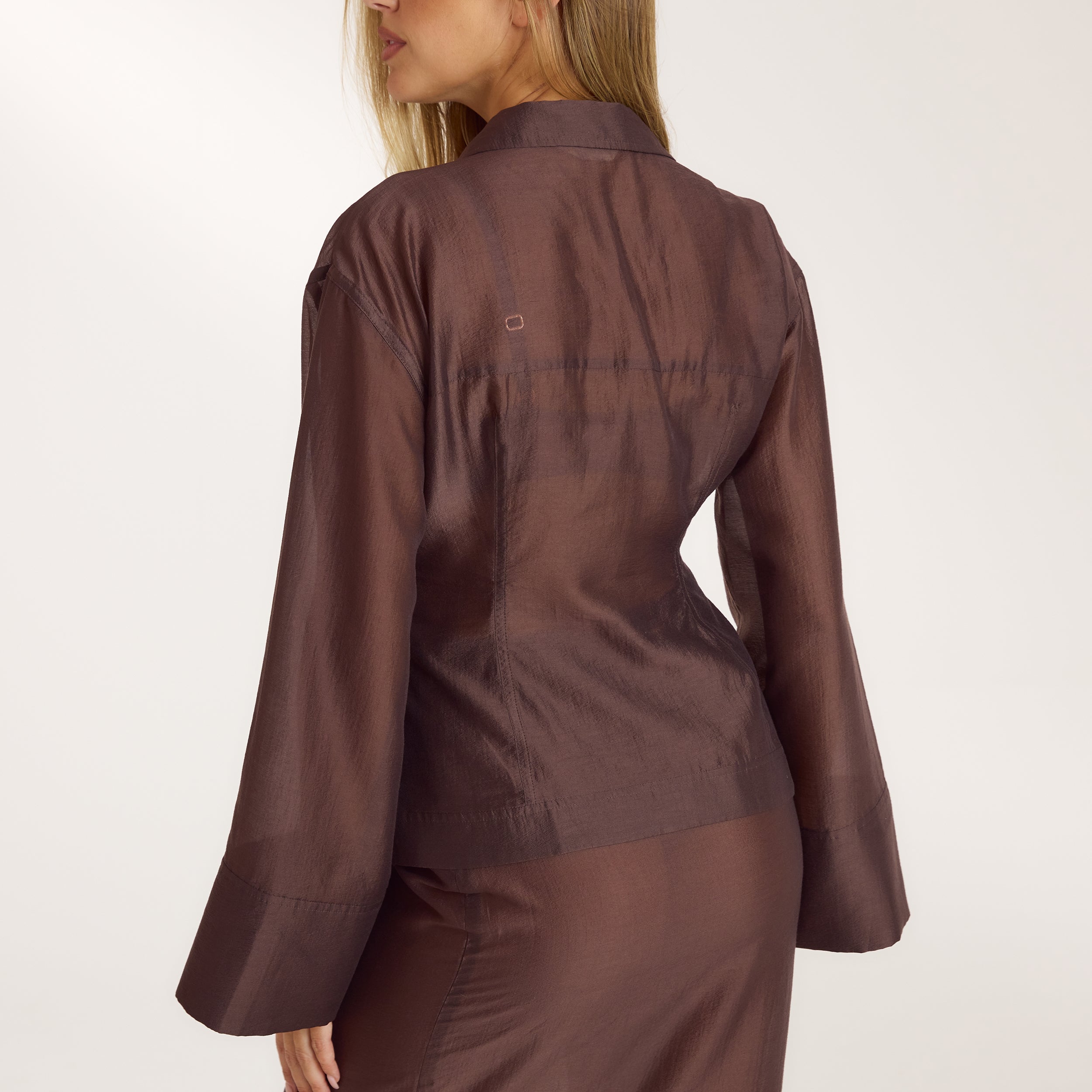 Fitted Sheer Shirt | Fitted Sheer Shirt - Chocolate