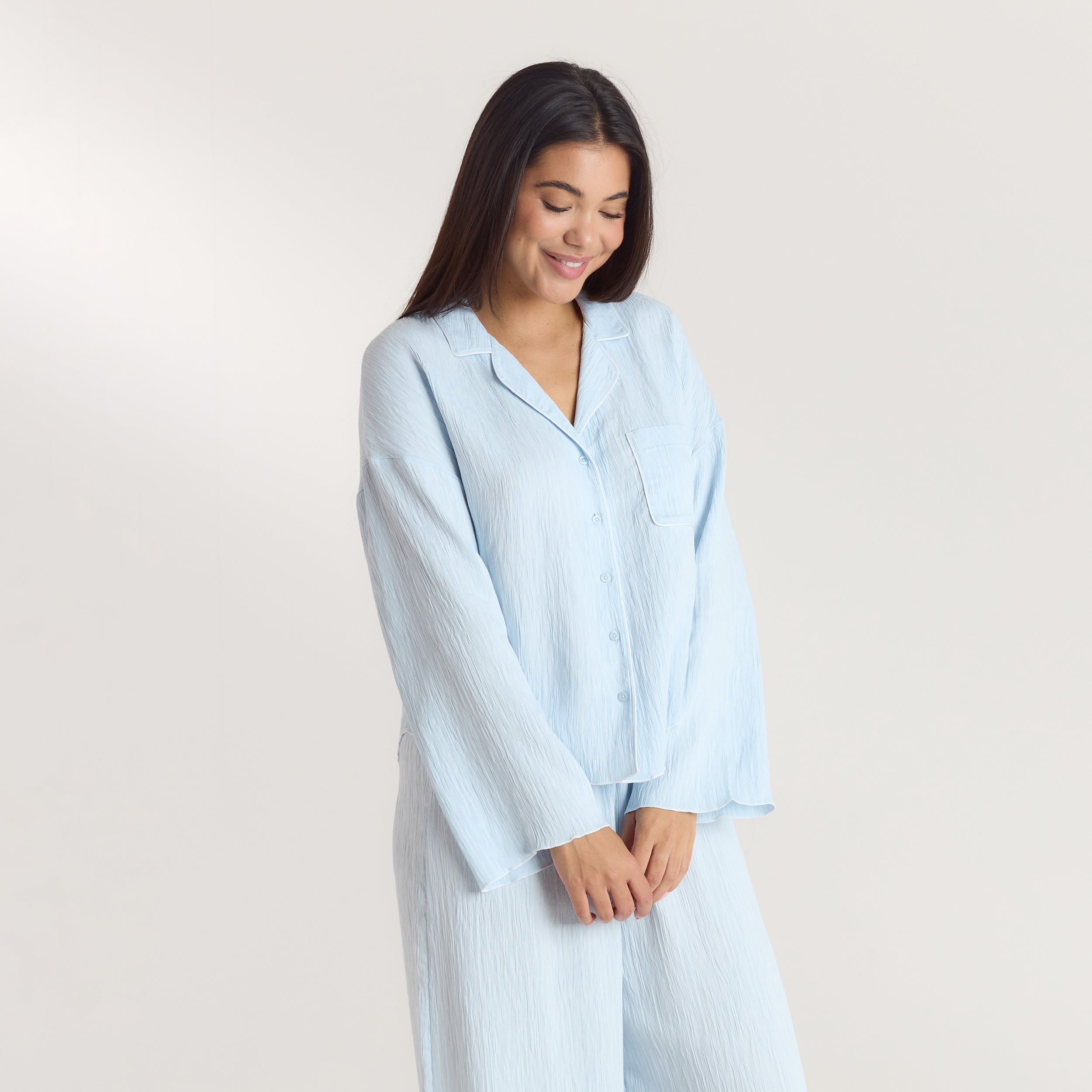 Crinkle Pajama Shirt | Crinkle Pajama Shirt - Blue