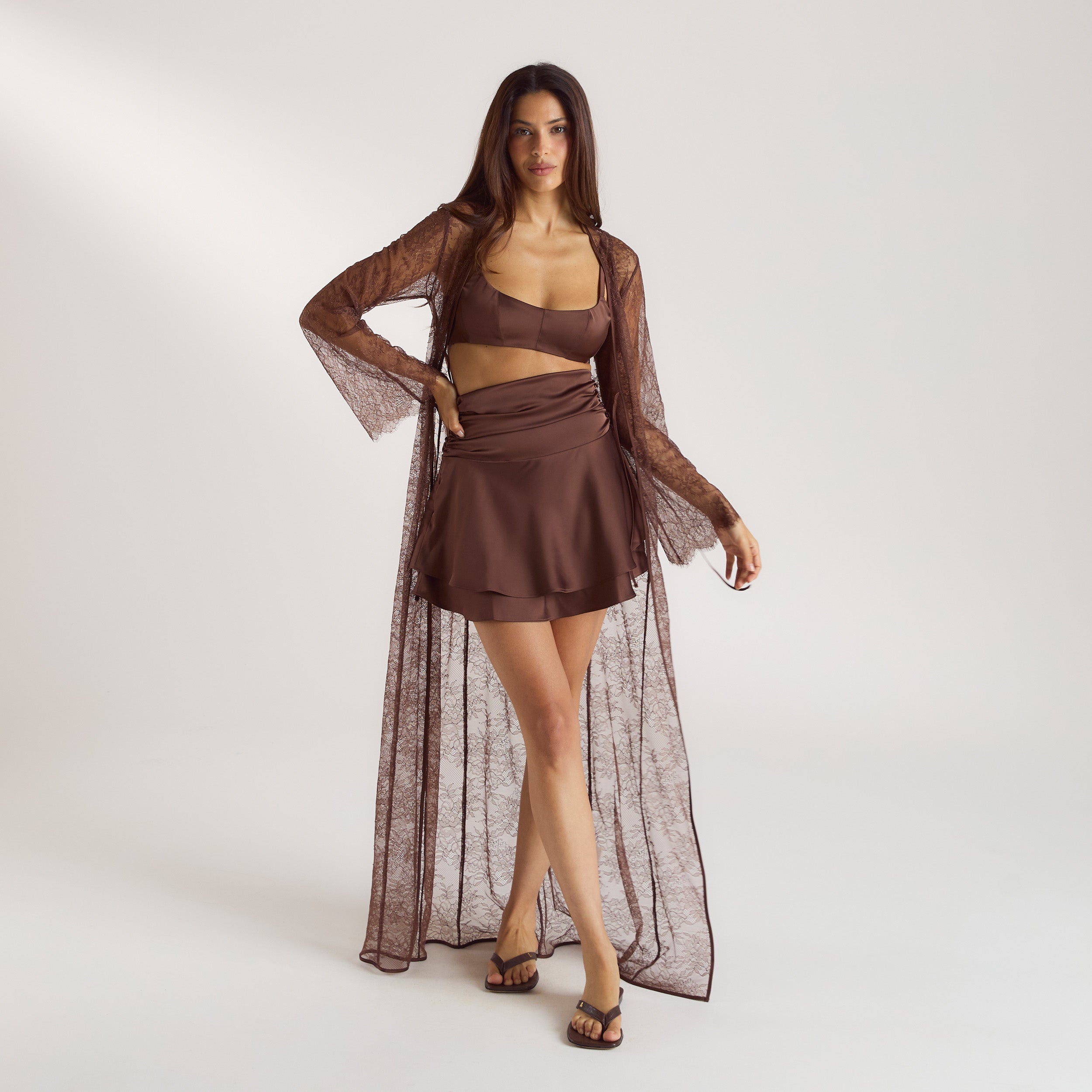 Mimi Lace Maxi Robe | Mimi Lace Maxi Robe - Chocolate