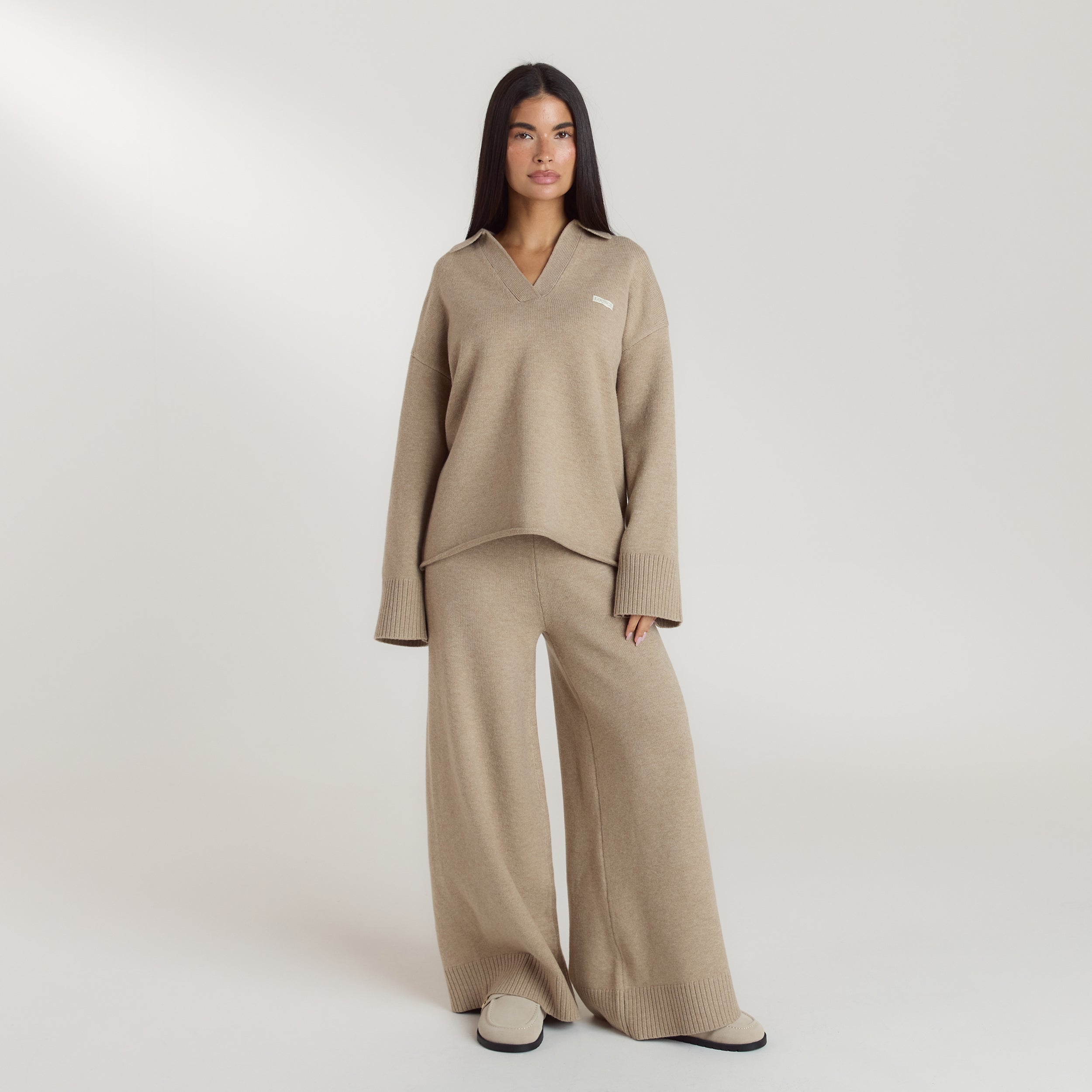 Ribbed Hem Knitted Pants | Ribbed Hem Knitted Pants - Mink