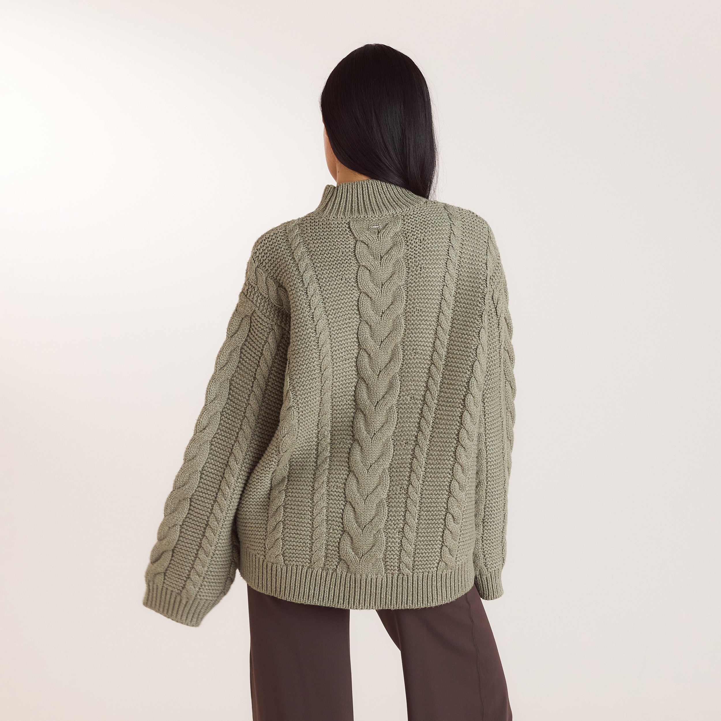 Oversized Cable-Knit Jumper | Oversized Cable-Knit Jumper - Olive