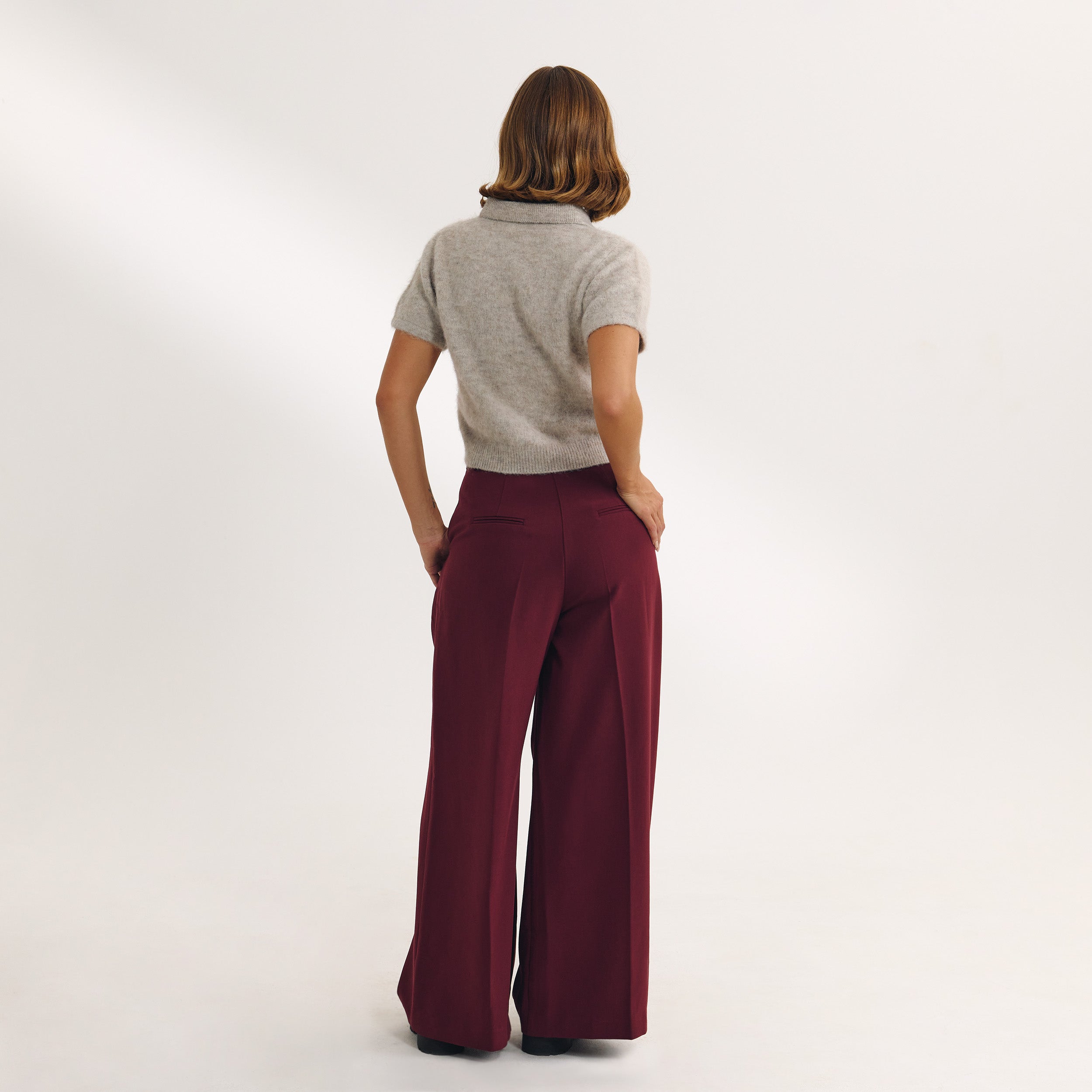 Wide-Leg Tailored Pants | Wide-Leg Tailored Pants - Cherry Lacquer