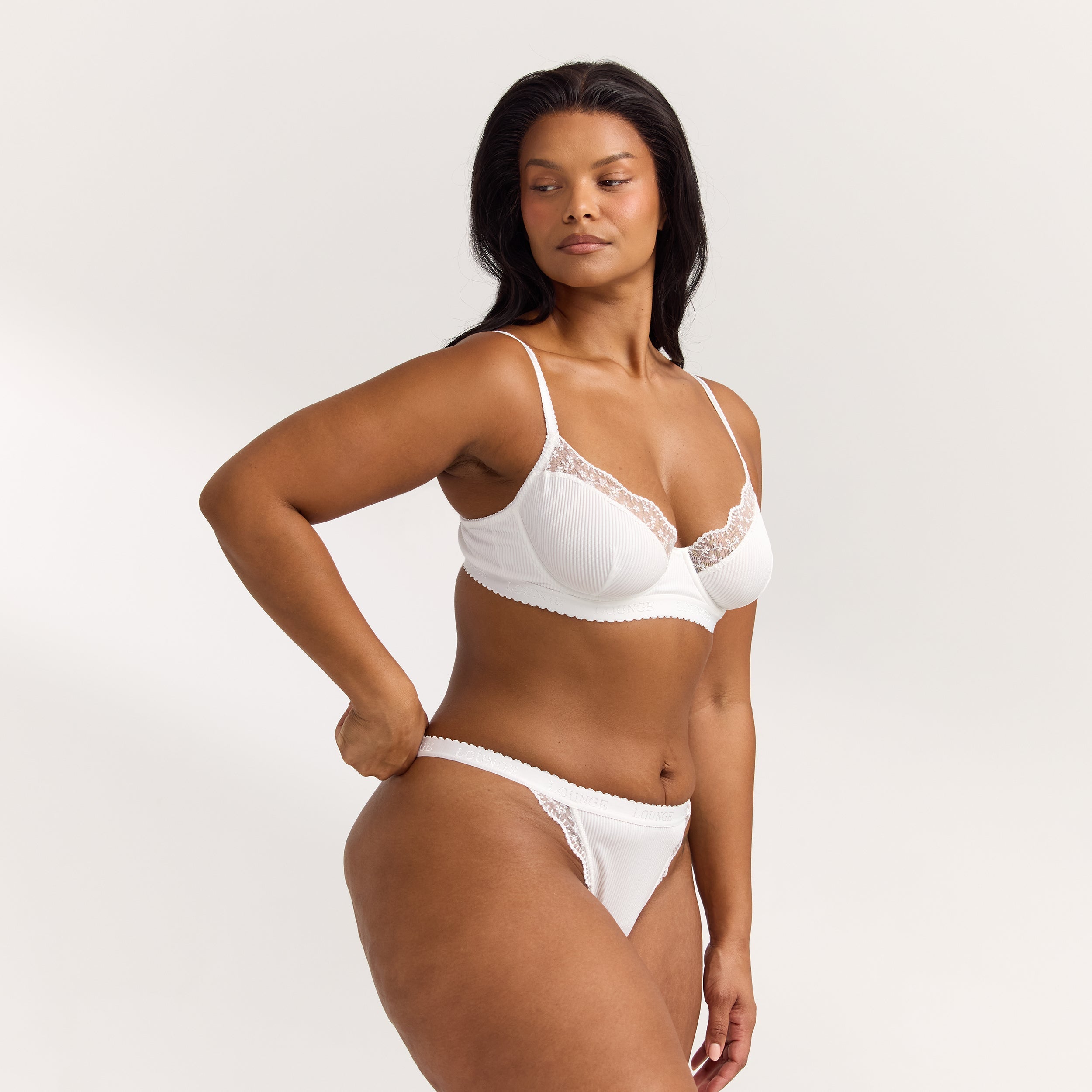 Ribbed Balcony Bra | Ribbed Balcony Bra  - White