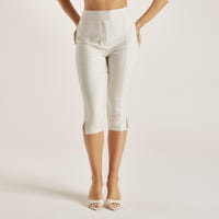 Houndstooth Capri Pants - Beige