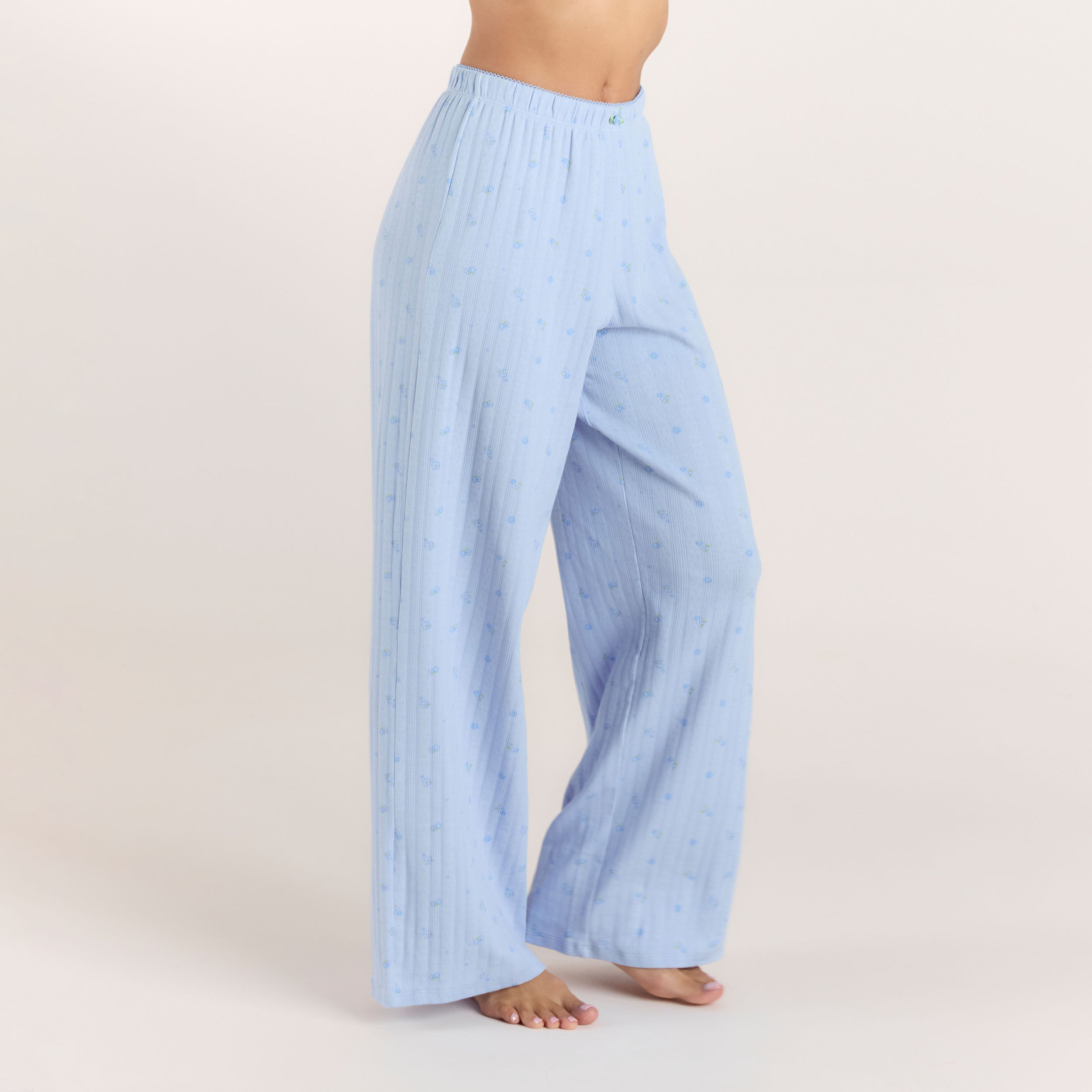 Pointelle Pajama Pants | Pointelle Pajama Pants - Blue Floral