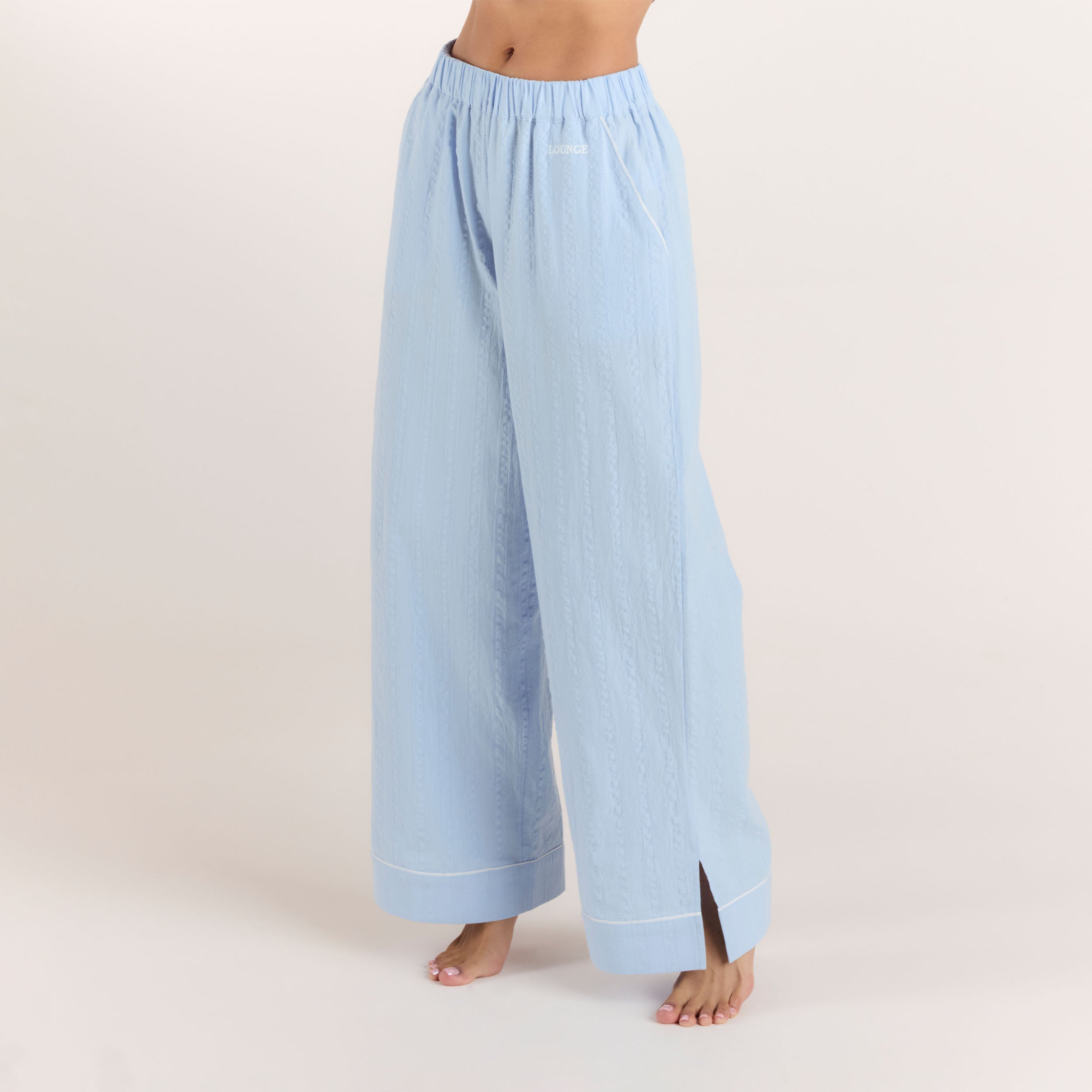 Textured Cotton Pajama Pants | Textured Cotton Pajama Pants - Blue