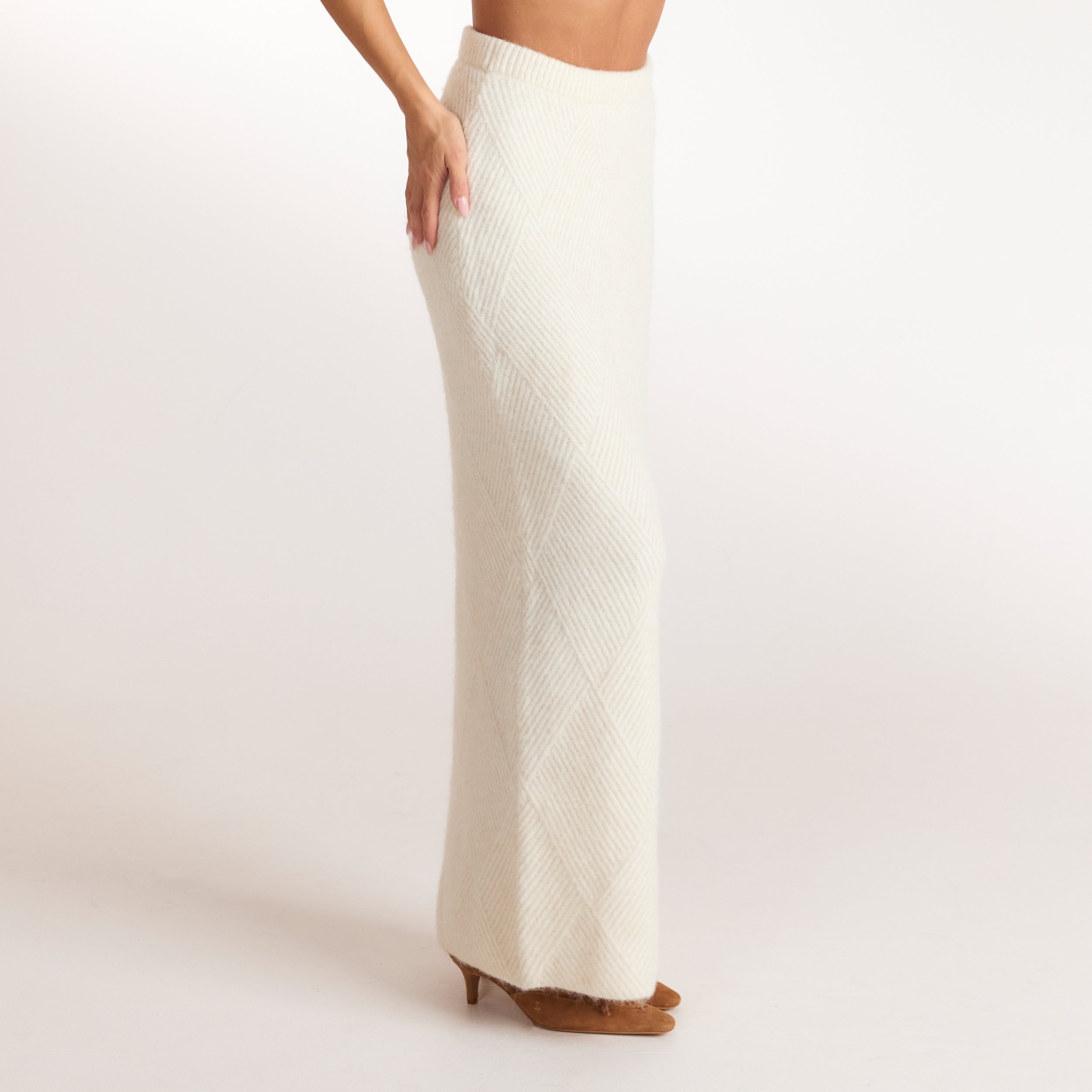 Diamond Knitted Maxi Skirt | Diamond Knitted Maxi Skirt - Cream