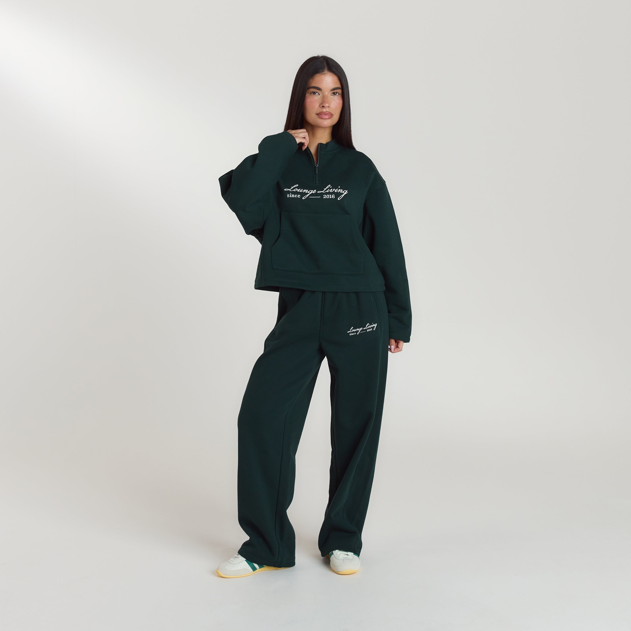 Lounge Living Quarter-Zip Jumper | Lounge Living Quarter-Zip Jumper - Forest Green