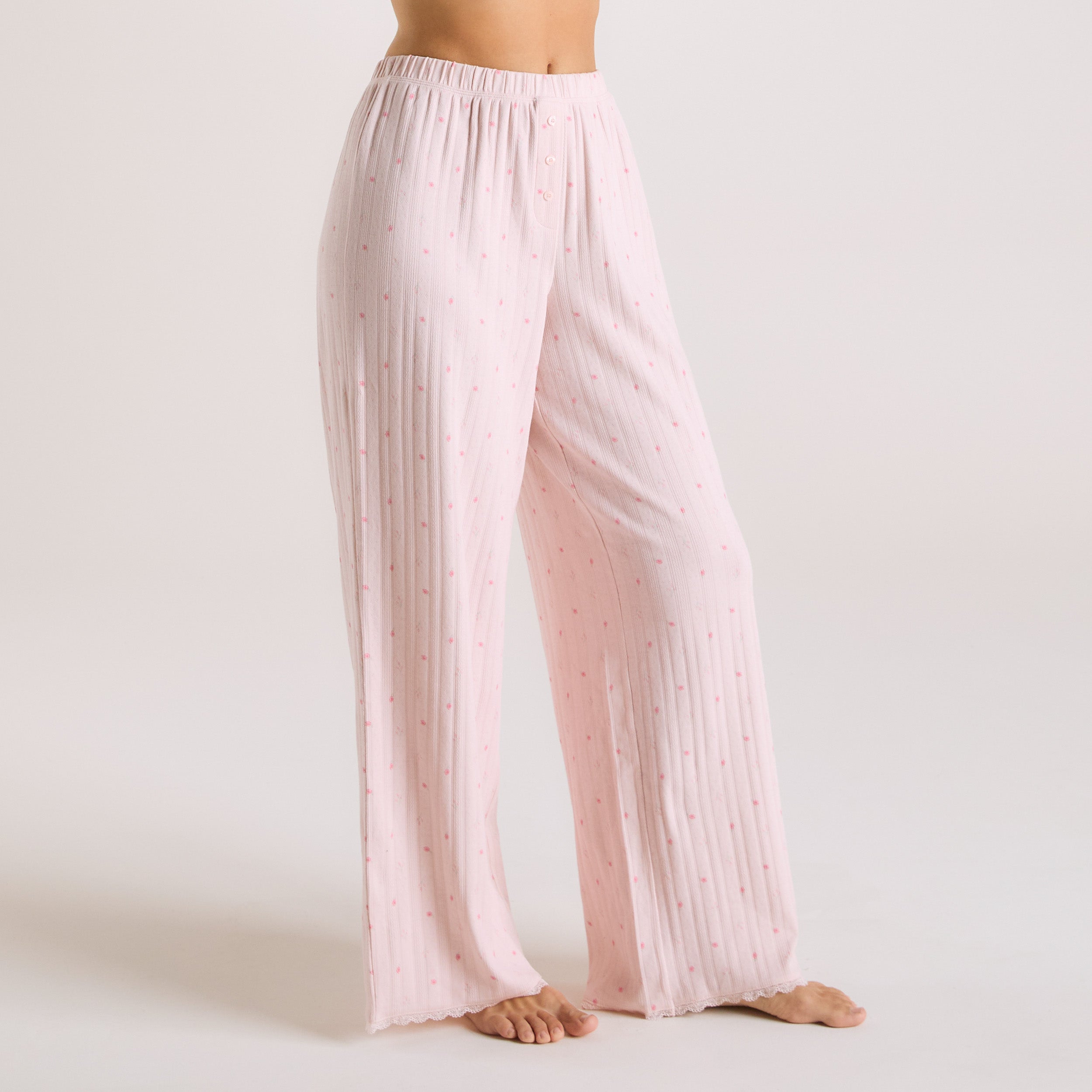 Pointelle Pajama Pants | Pointelle Pajama Pants - Pink Floral