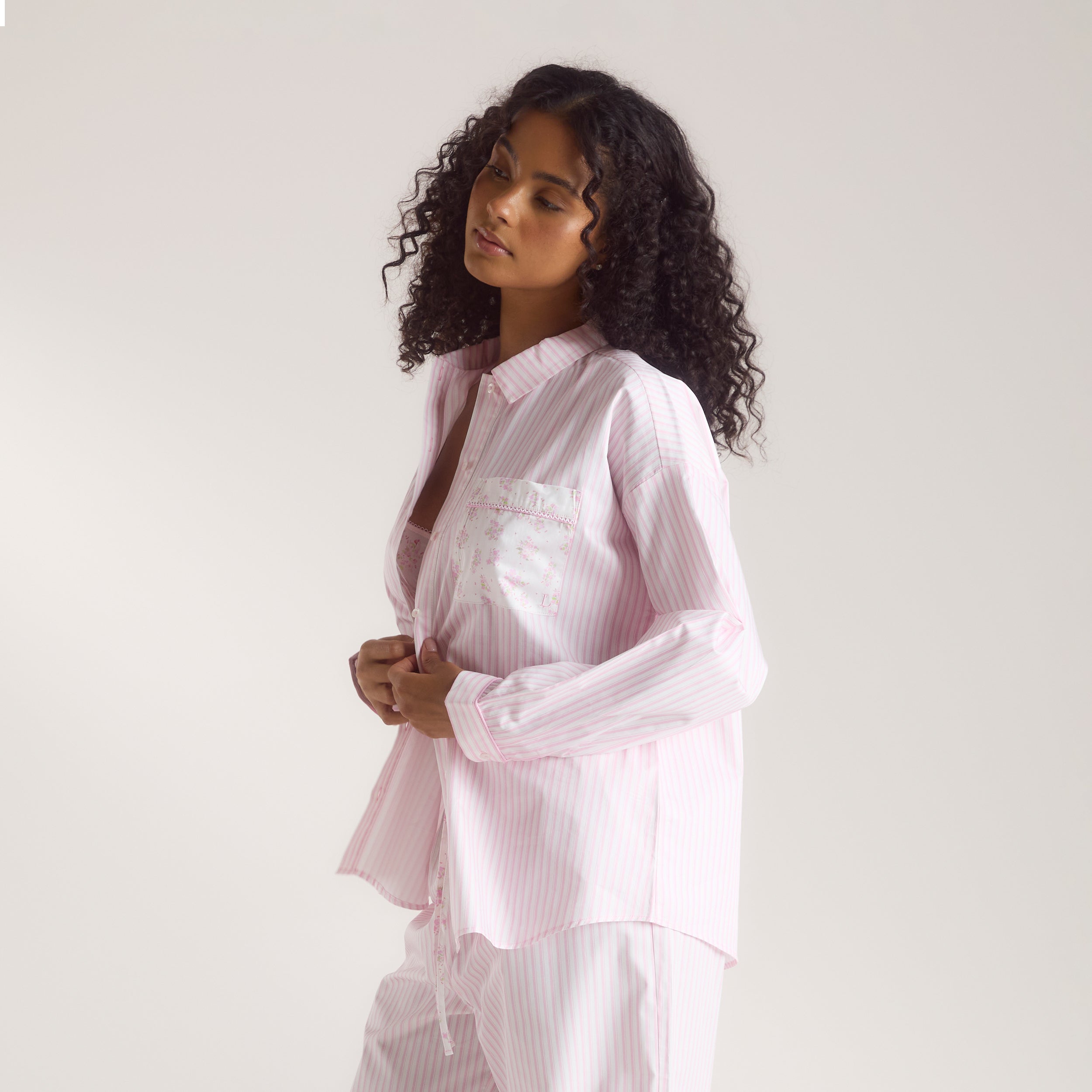 Bloom & Stripe Pyjama Shirt | Bloom & Stripe Pyjama Shirt - Pink