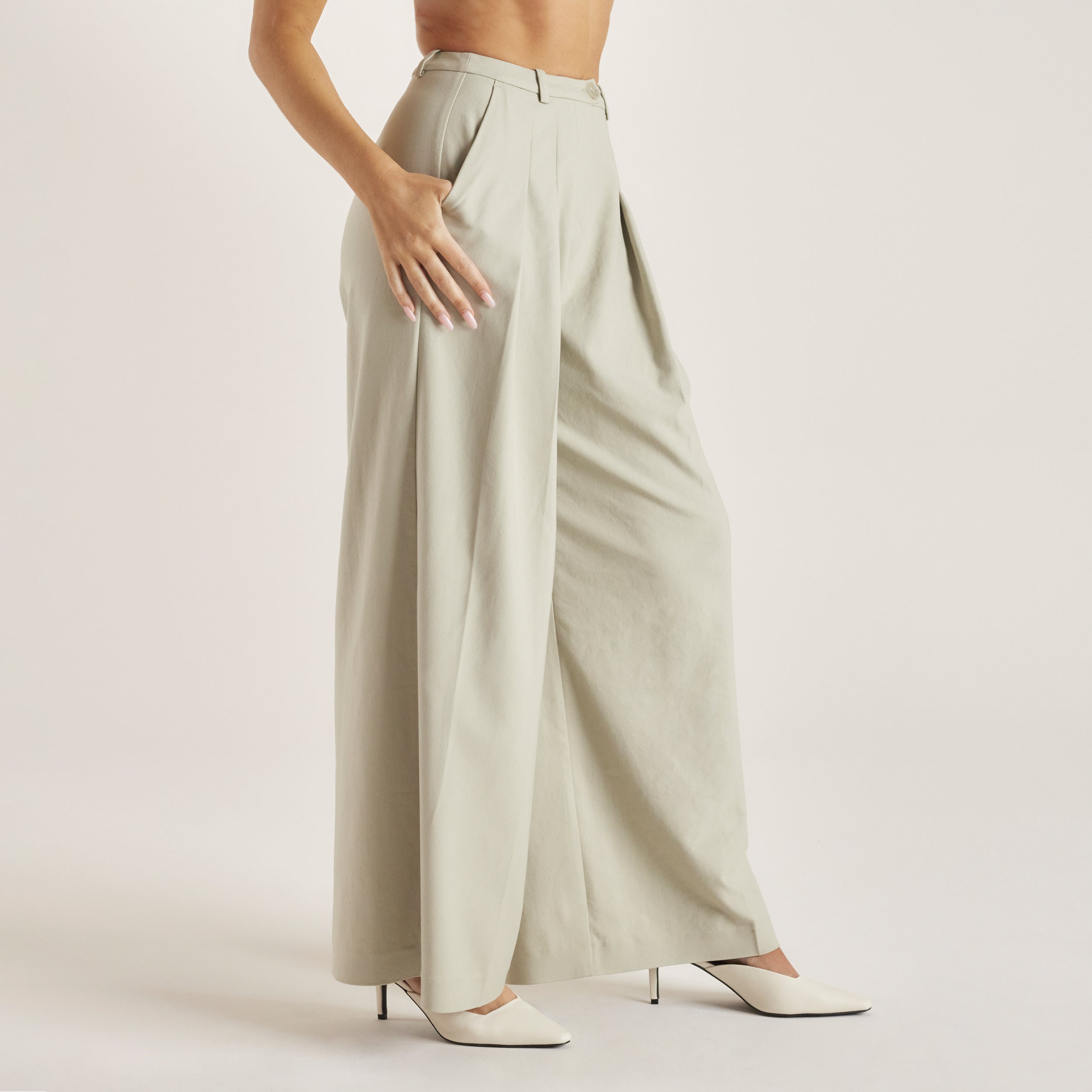 Woven Wide-Leg Pants | Woven Wide-Leg Pants - Sage