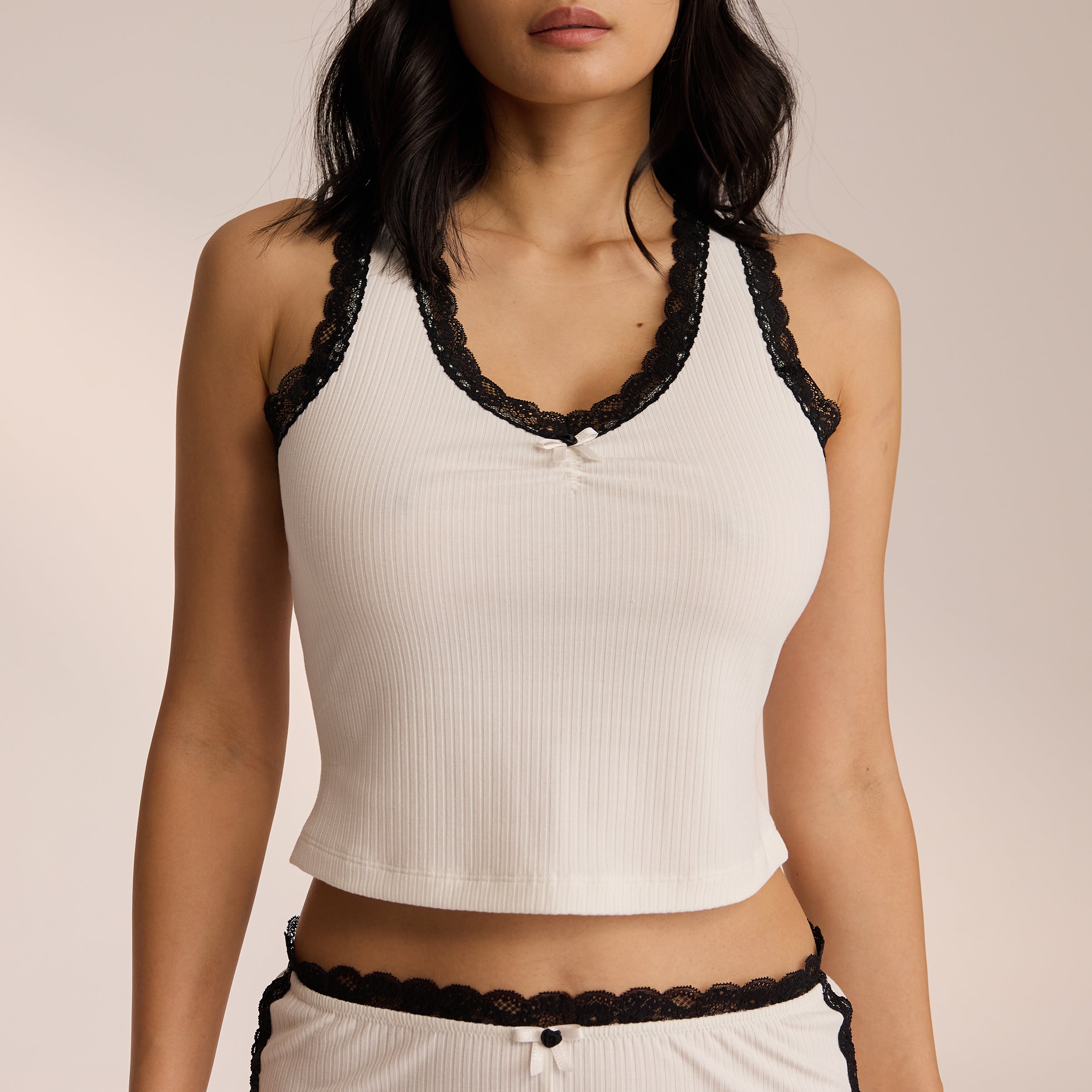 Lace Vest Pajama Top | Miki, S