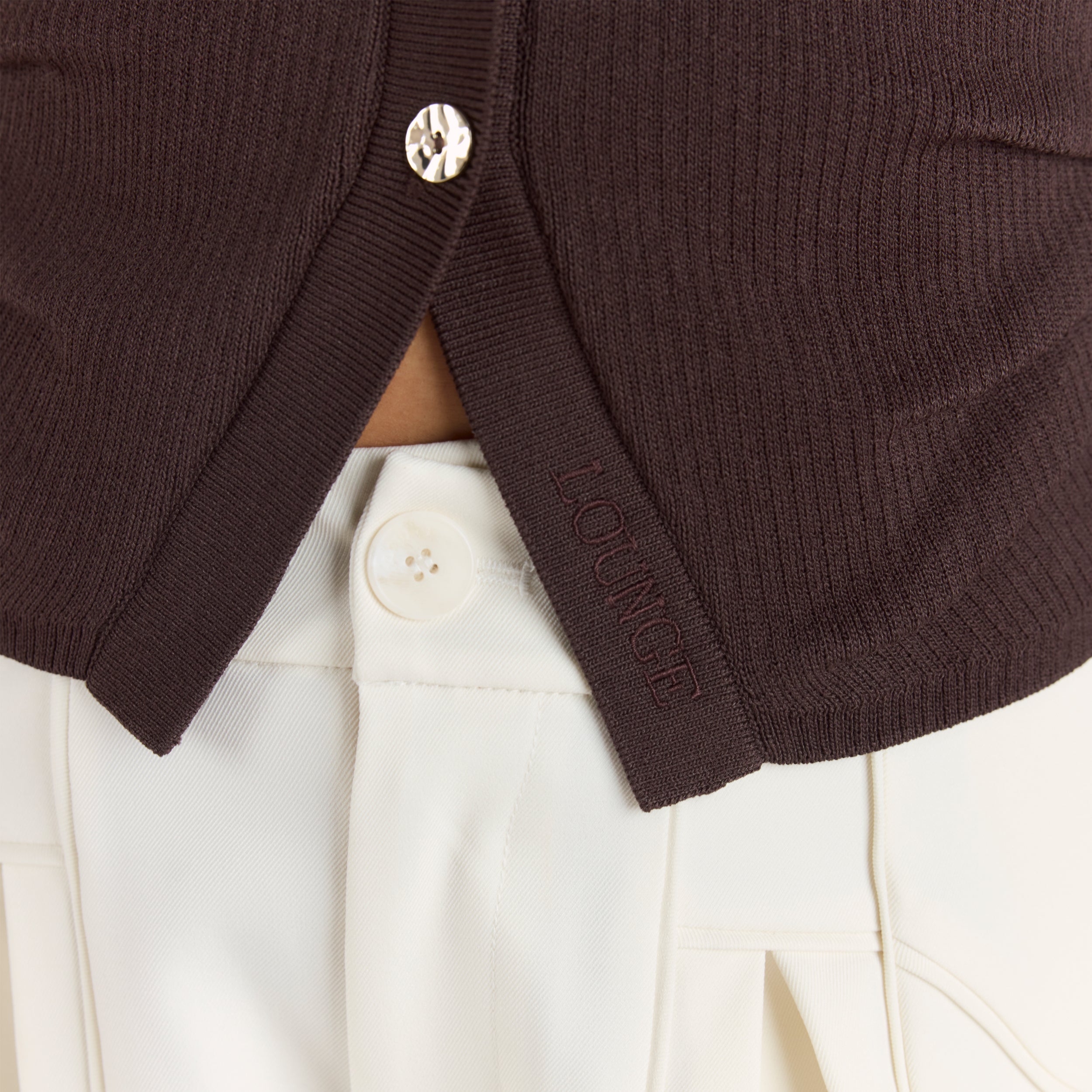 Ribbed Knitted Cardigan | Ribbed Knitted Cardigan - Chocolate