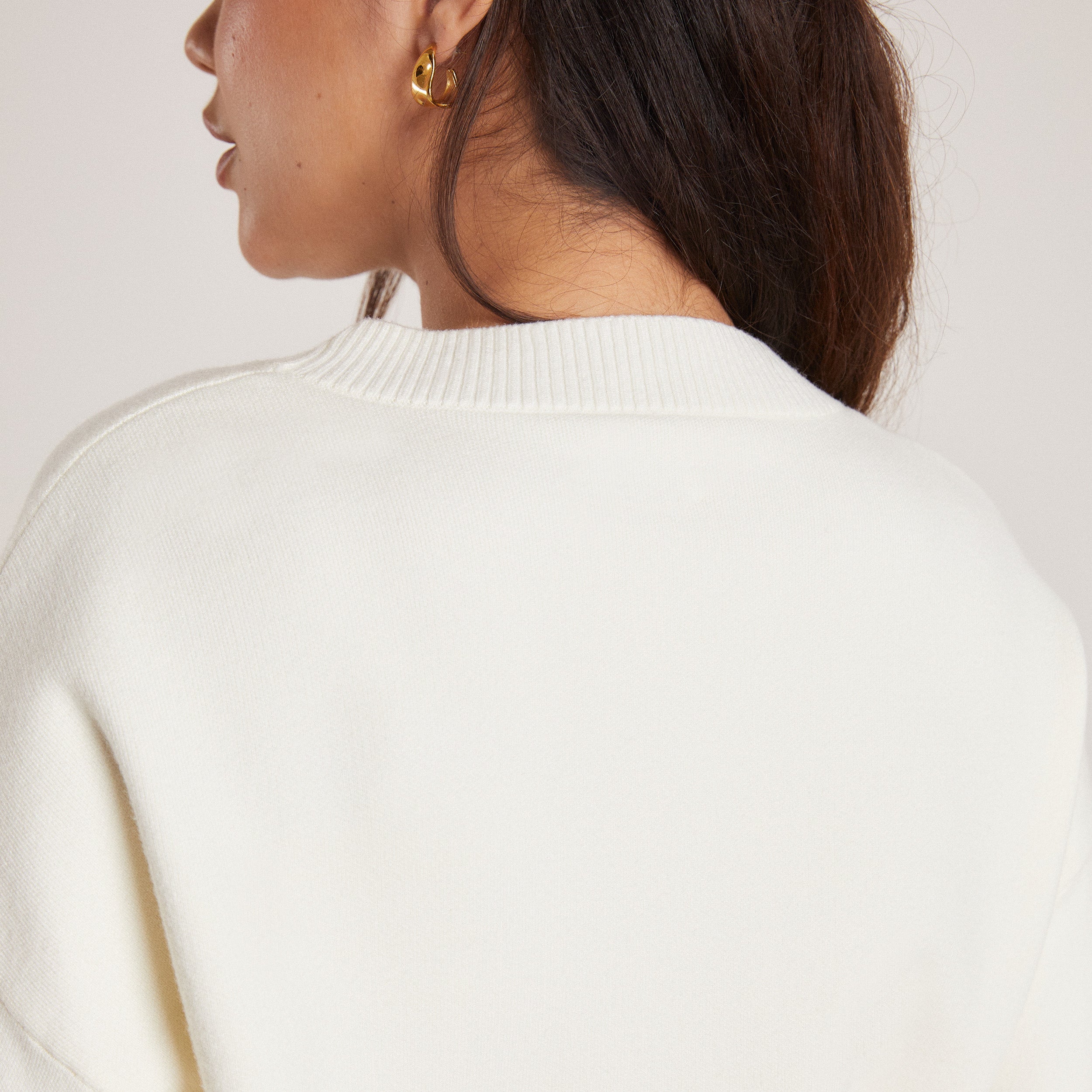 Knitted Crew Neck Jumper | Knitted Crew Neck Jumper - Creme