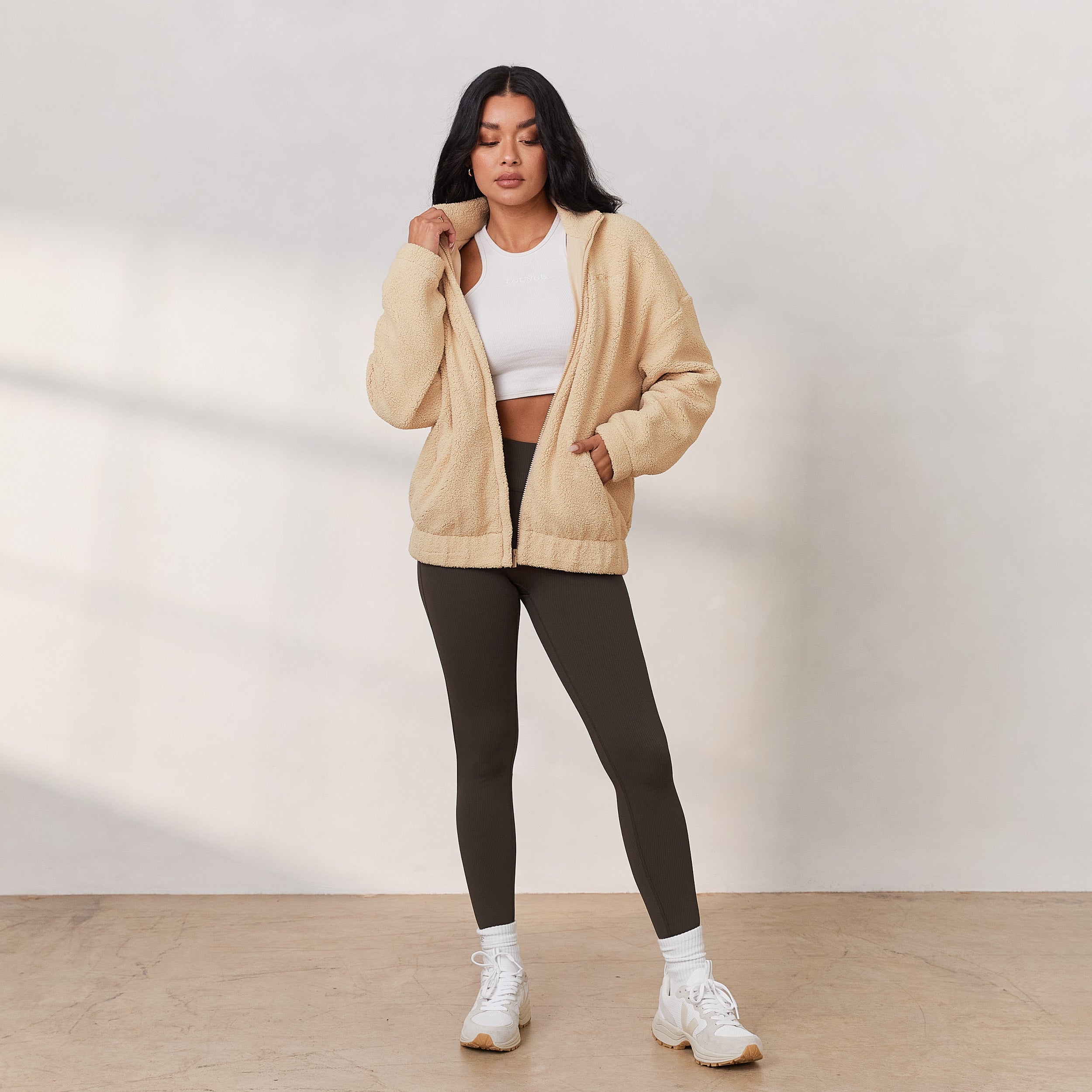 Cream fleece clearance coat