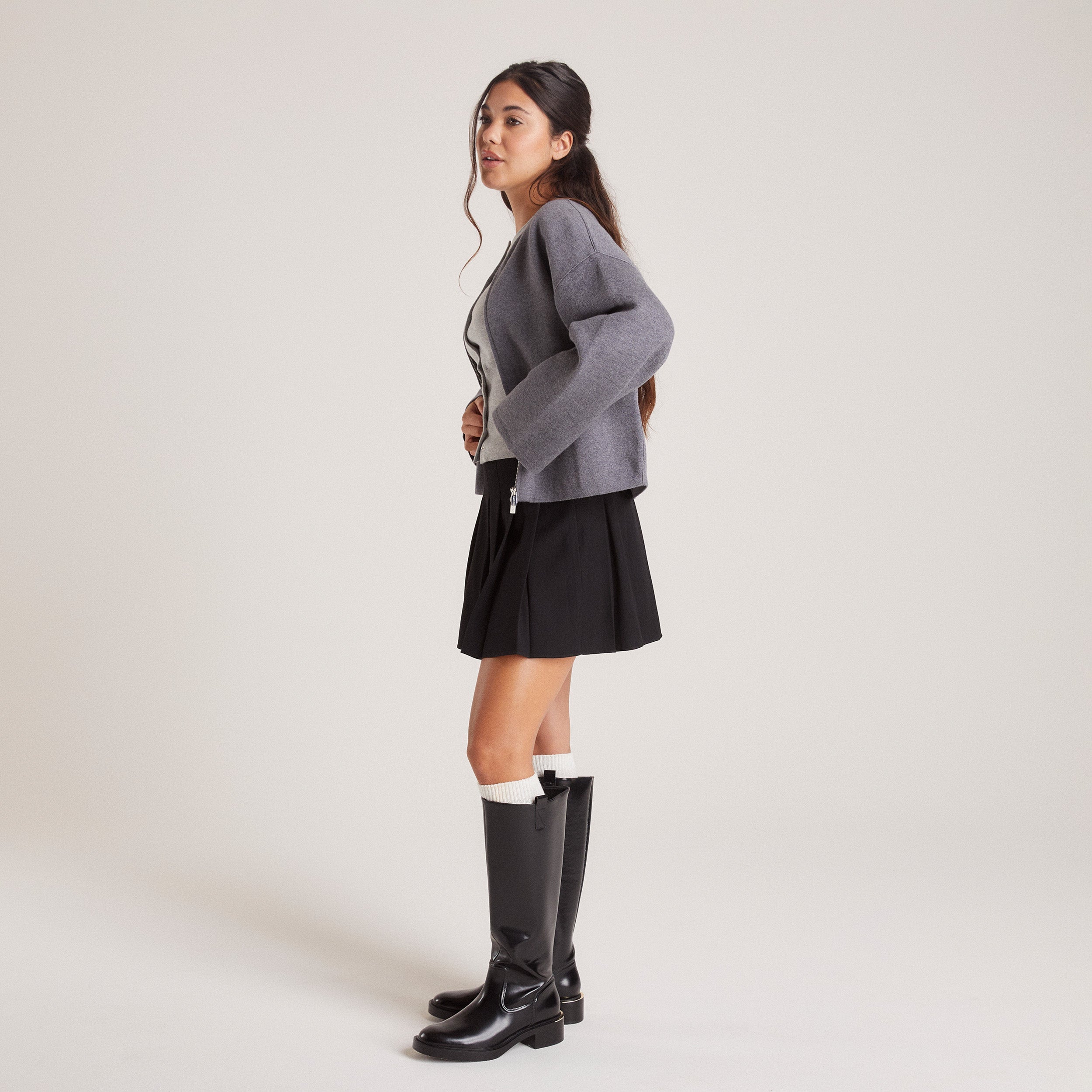 Zip-Up Cardigan | Zip-Up Cardigan - Charcoal