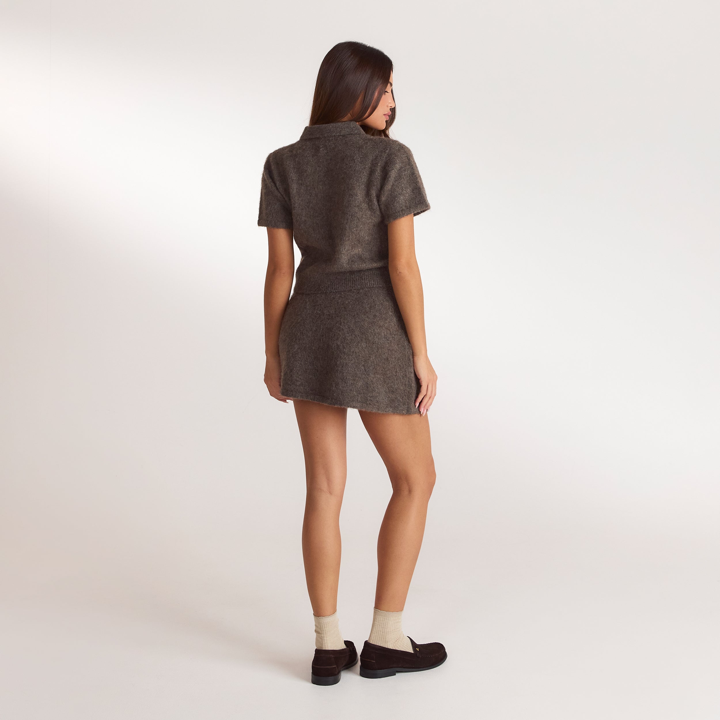 Knitted Mini Skirt | Knitted Mini Skirt - Ash Brown