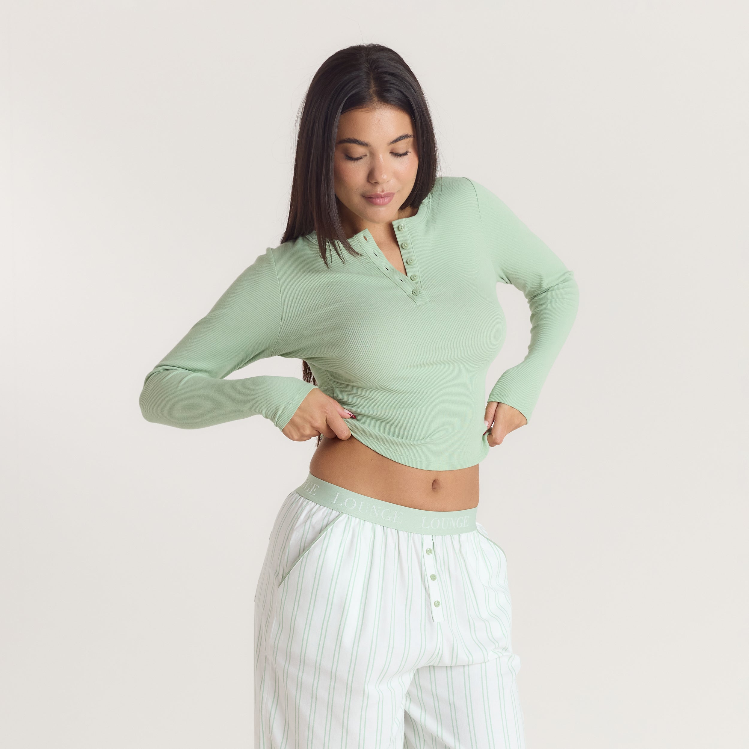 Mistletoe Henley Pajama Top | Mistletoe Henley Pajama Top - Sage