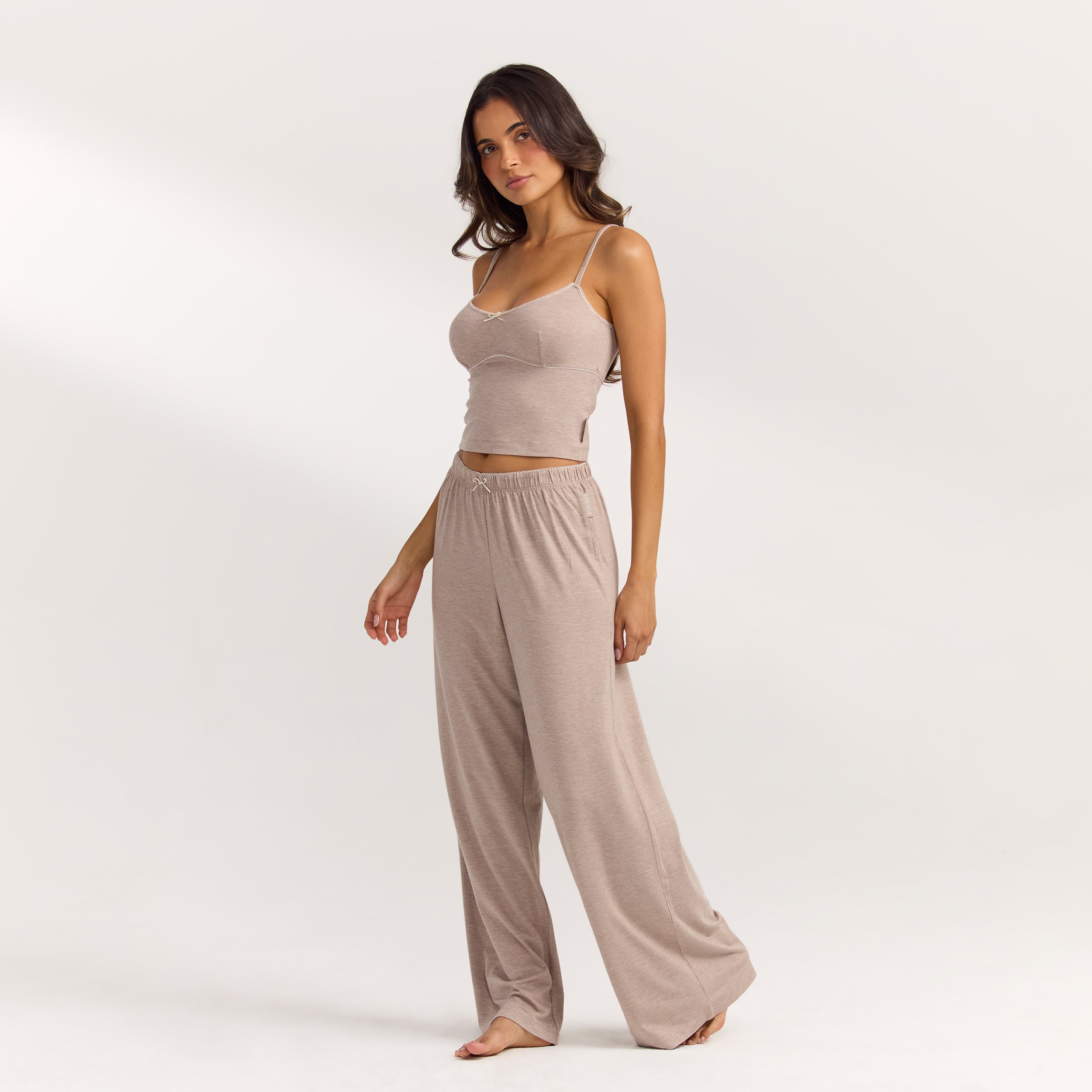 Modal Straight-Leg Pajama Pants | Modal Straight-Leg Pajama Pants - Brown Marl