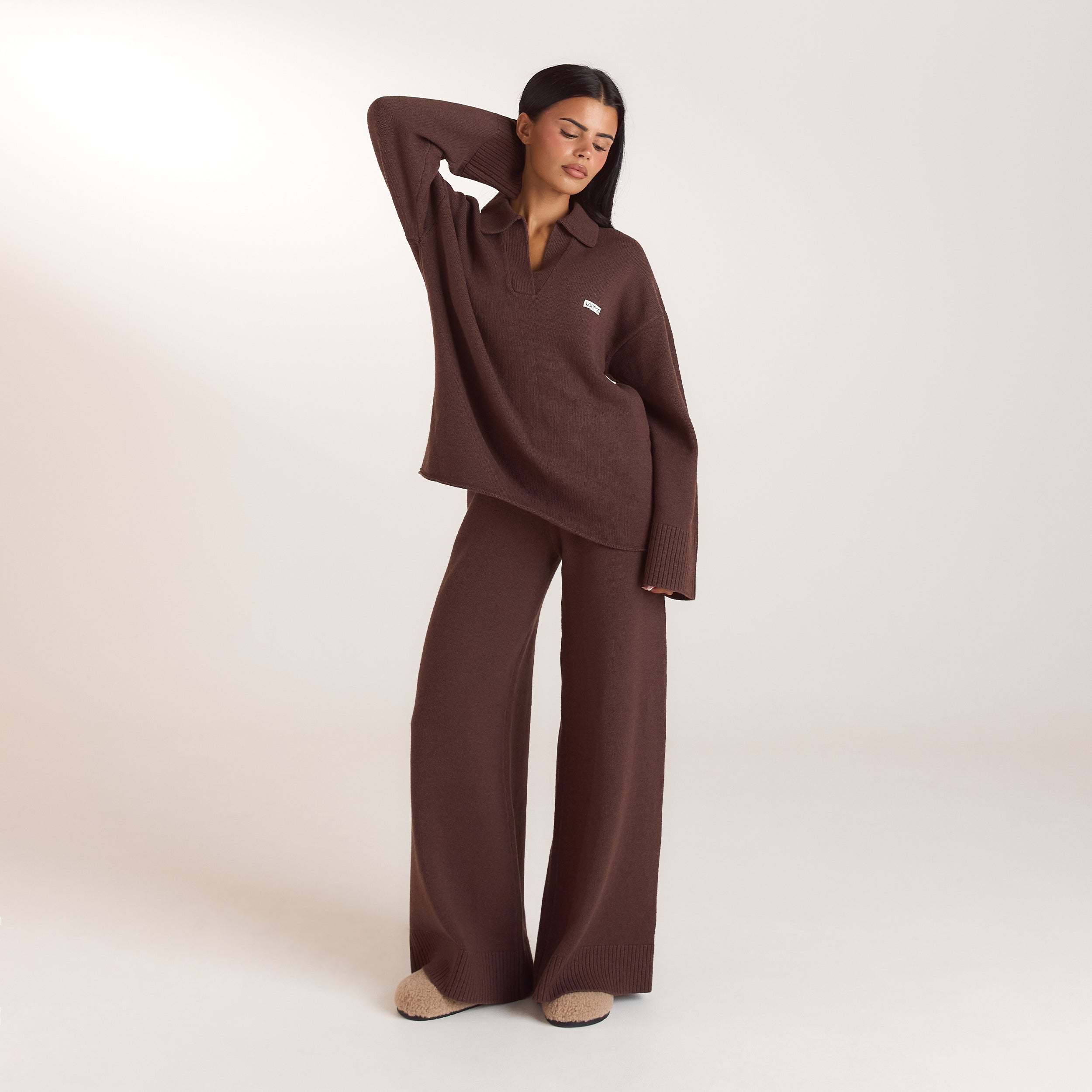 Half Placket Knitted Jumper | Half Placket Knitted Jumper - Chocolate