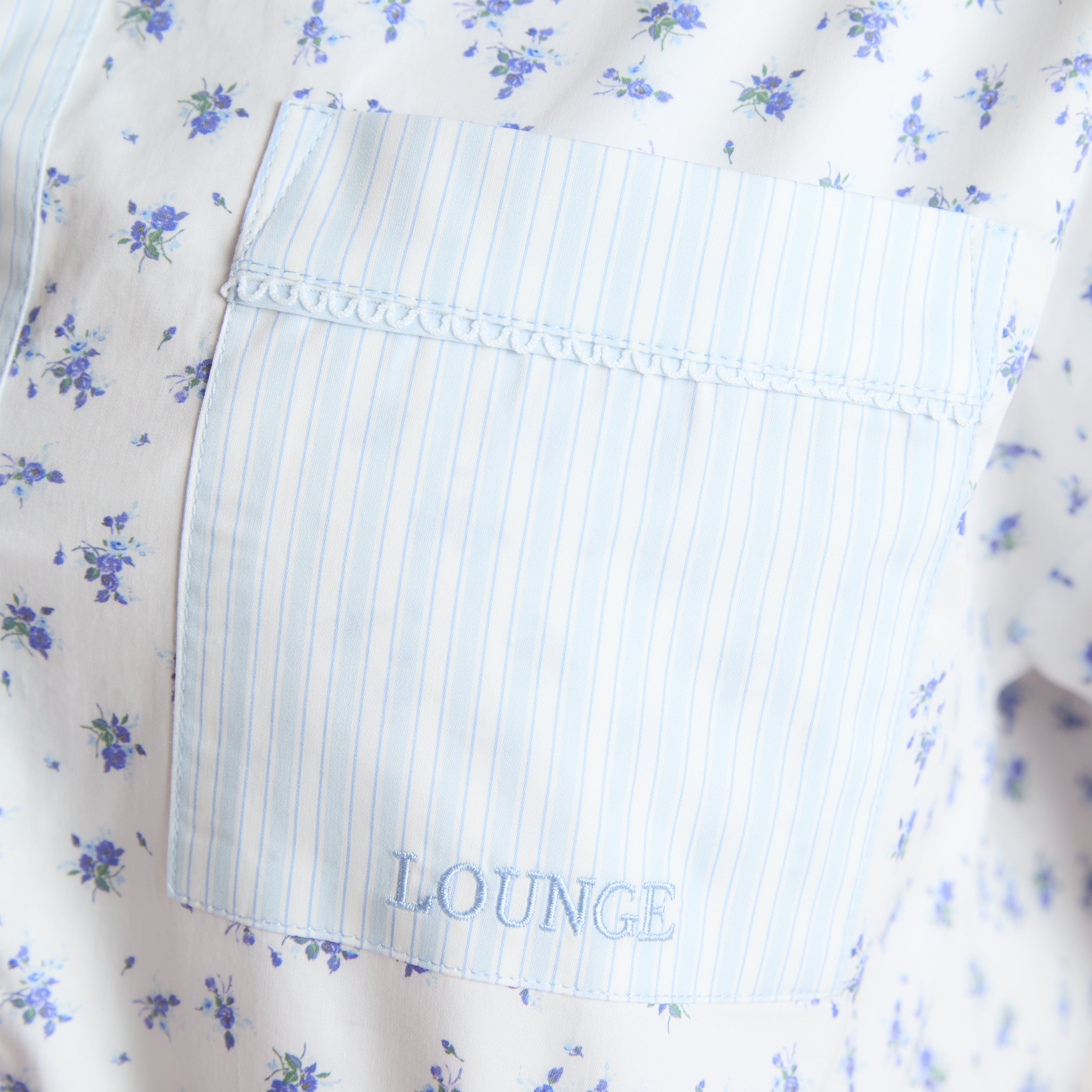 Bloom & Stripe Short-Sleeved Pyjama Shirt | Bloom & Stripe Short-Sleeved Pyjama Shirt - Blue