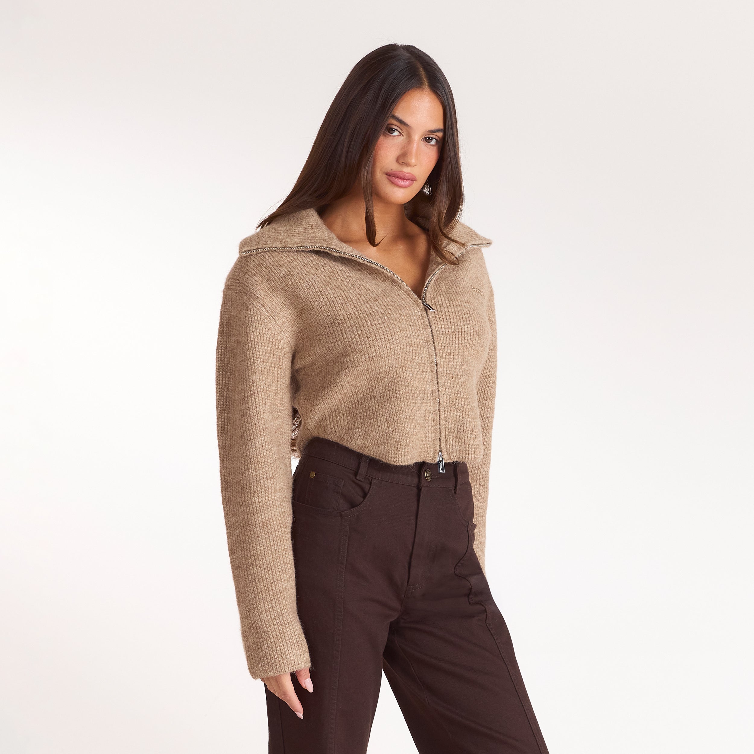 Structured Knitted Cardigan | Structured Knitted Cardigan - Biscuit