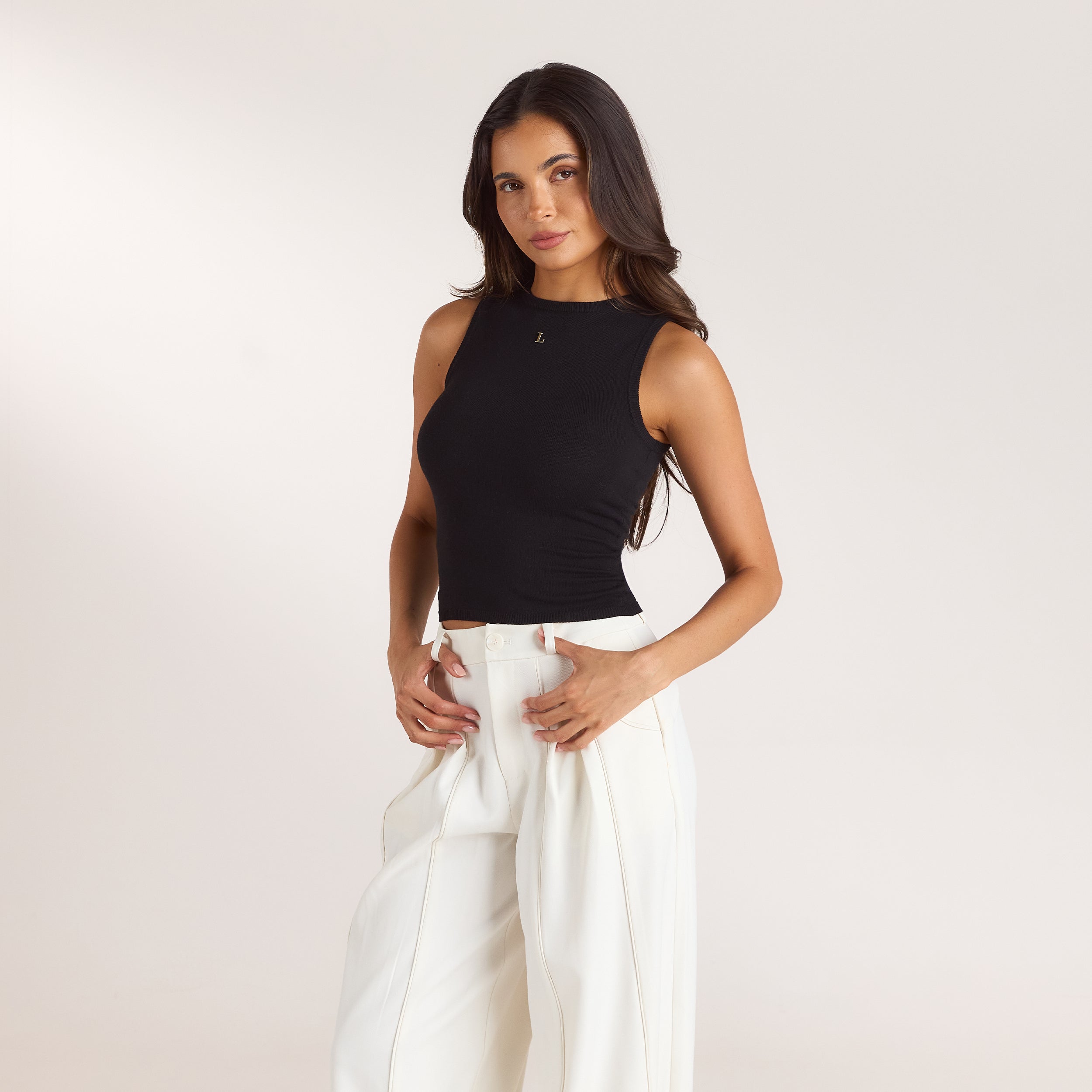 Knitted Vest Top | Knitted Vest Top - Black