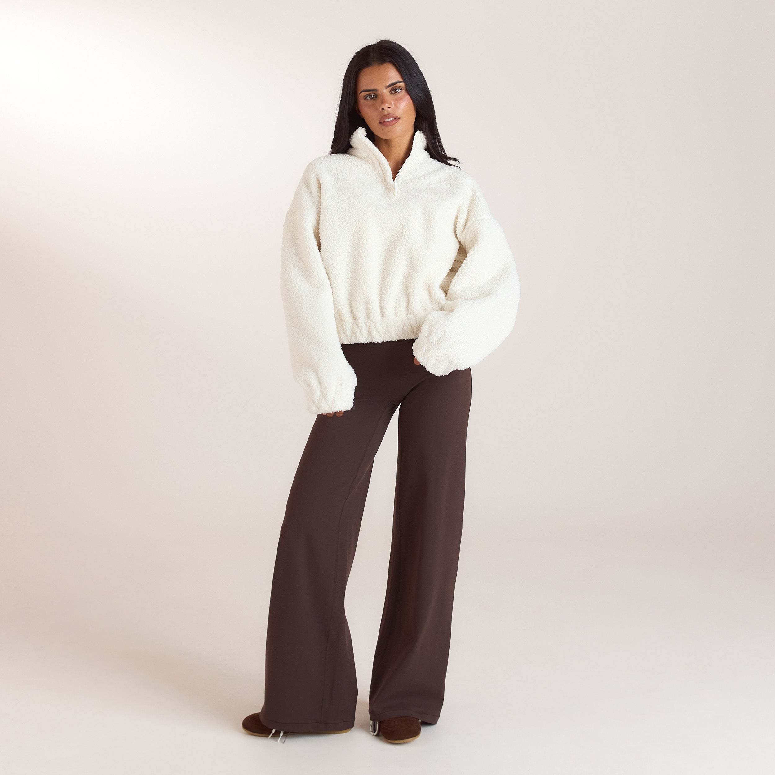 Funnel-Neck Borg Fleece | Funnel-Neck Borg Fleece - Cream