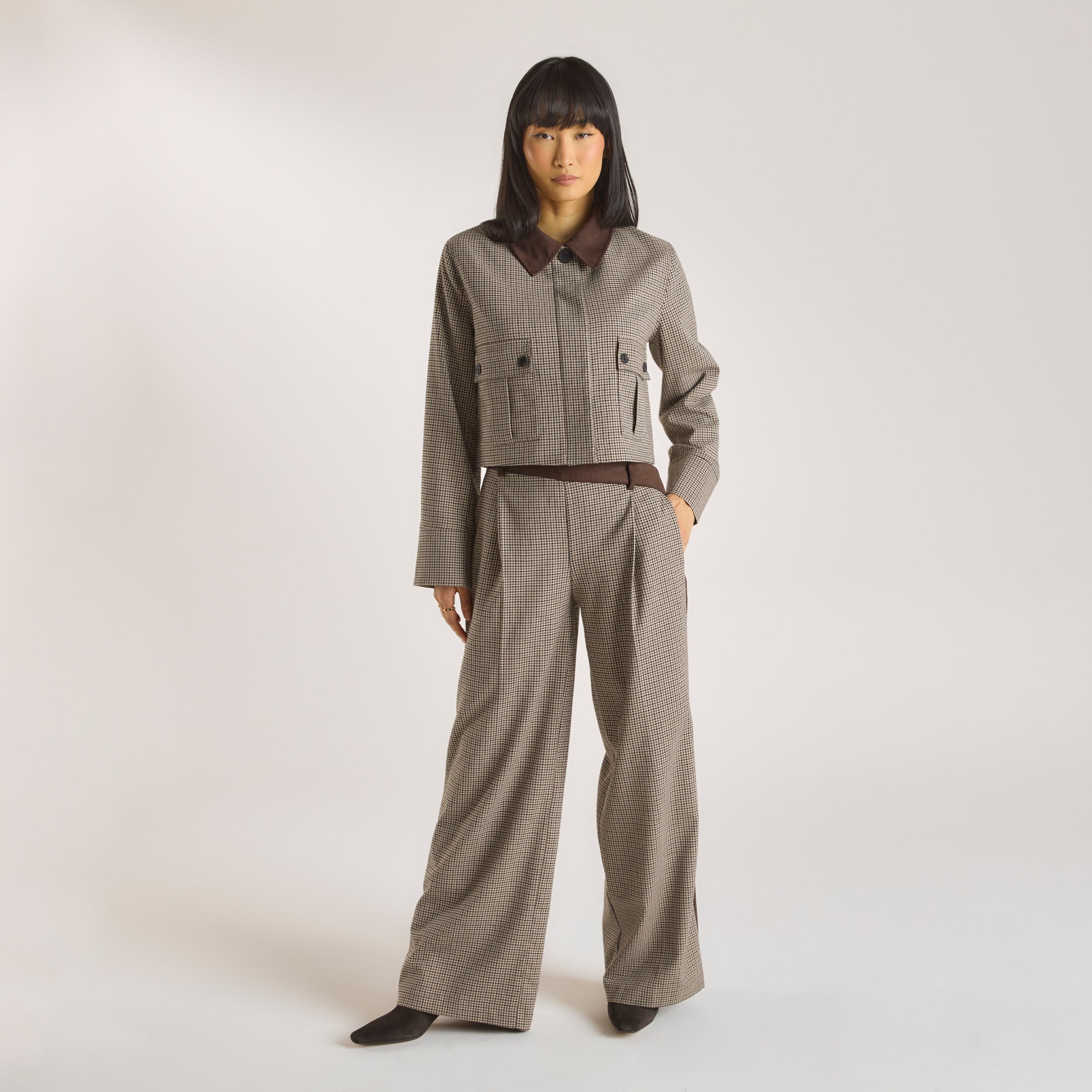 Houndstooth Jacket  | Houndstooth Jacket - Brown